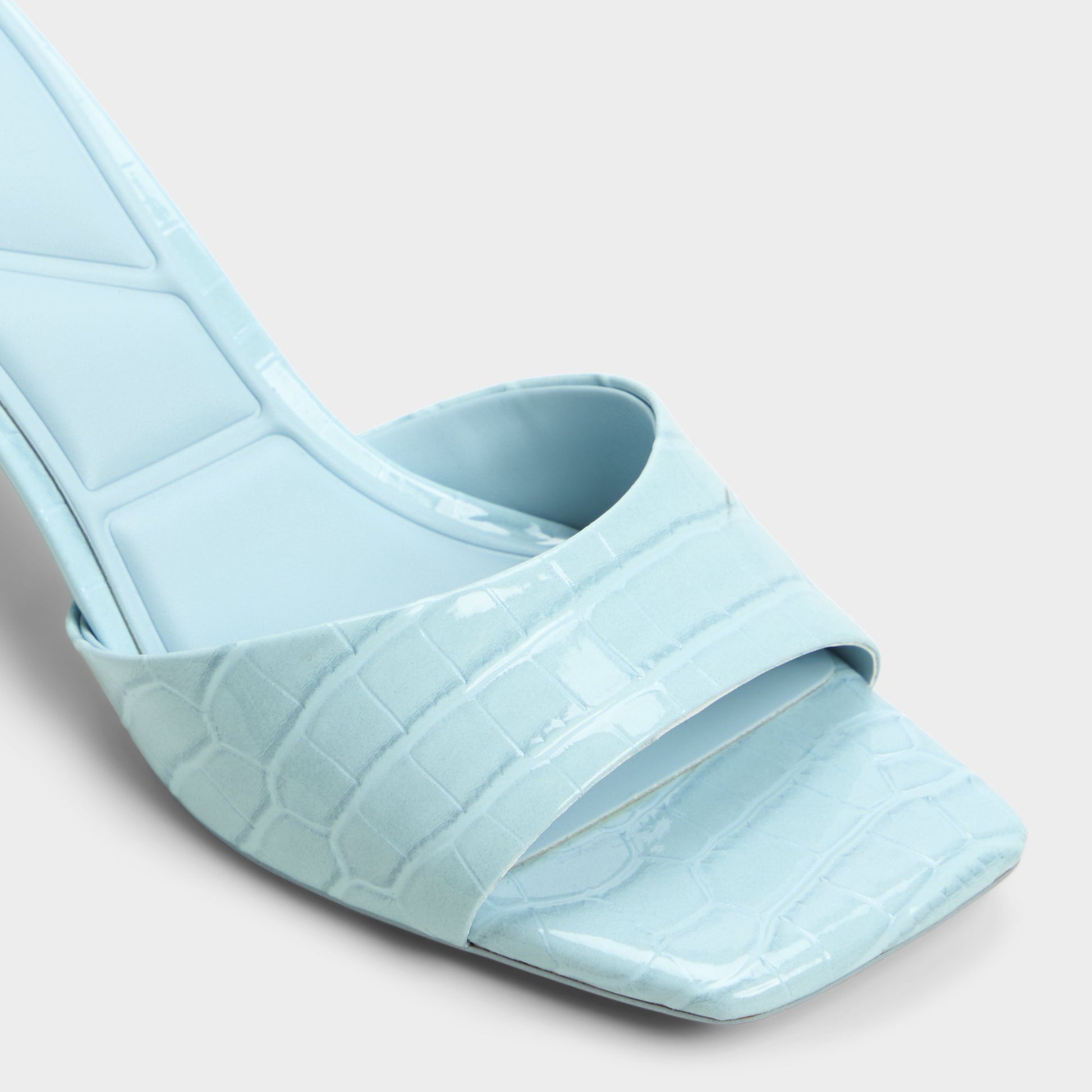 Close-up of the Pastel Blue Enchanting Heeled mule