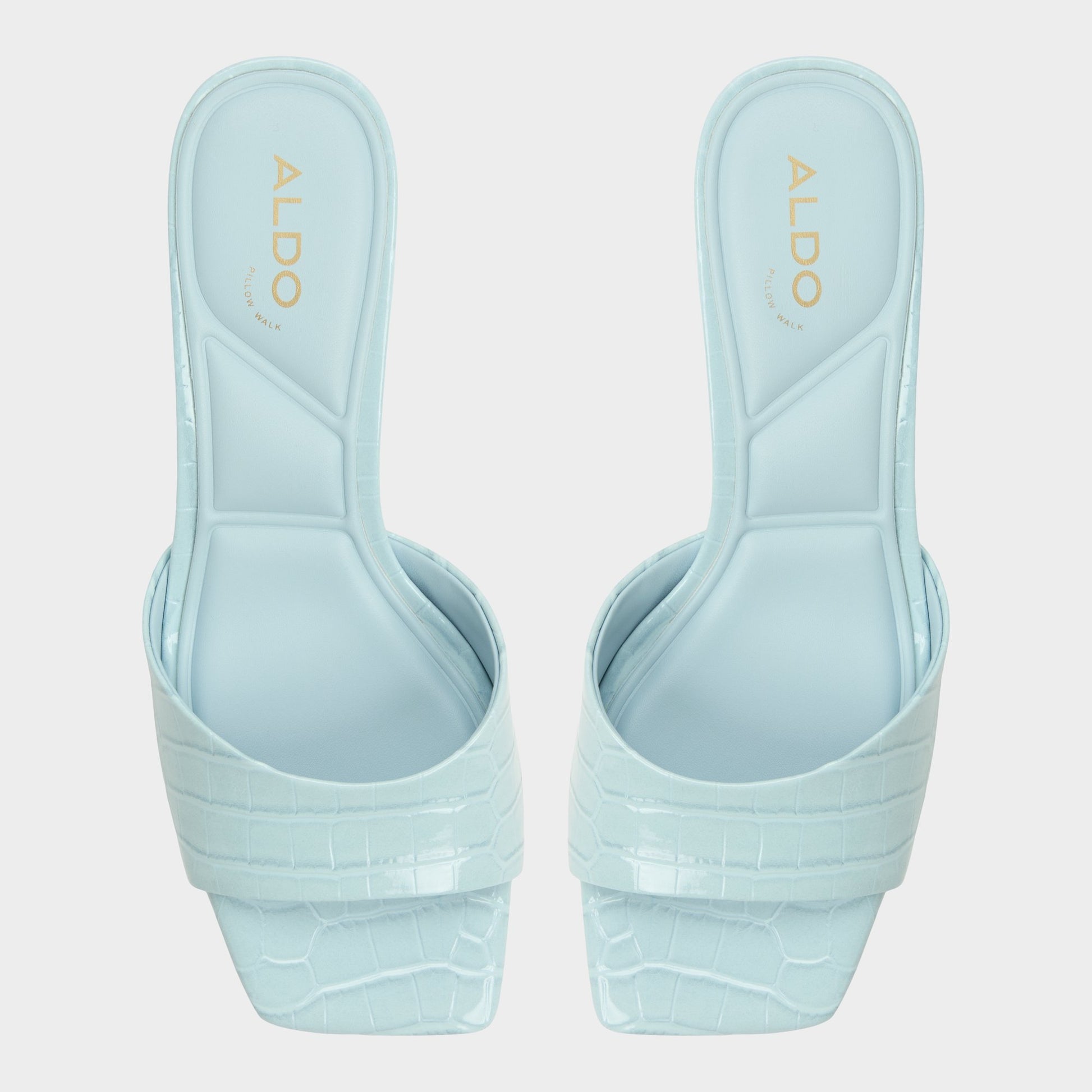 Top-down view of the Pastel Blue Enchanting Heeled mule