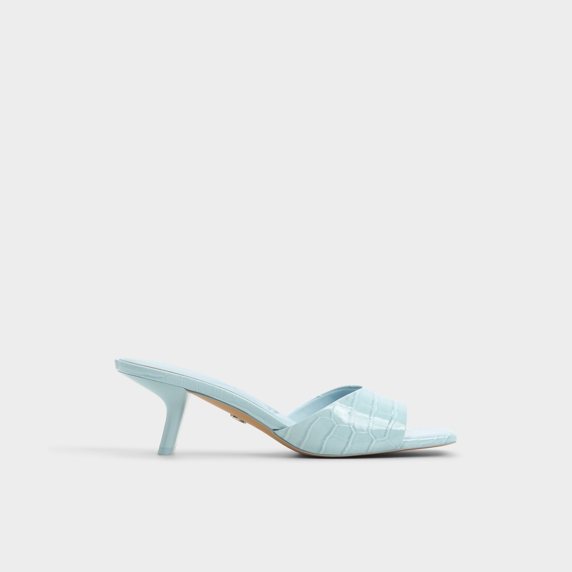 Main View of Pastel Blue Enchanting Heeled mule for Womens