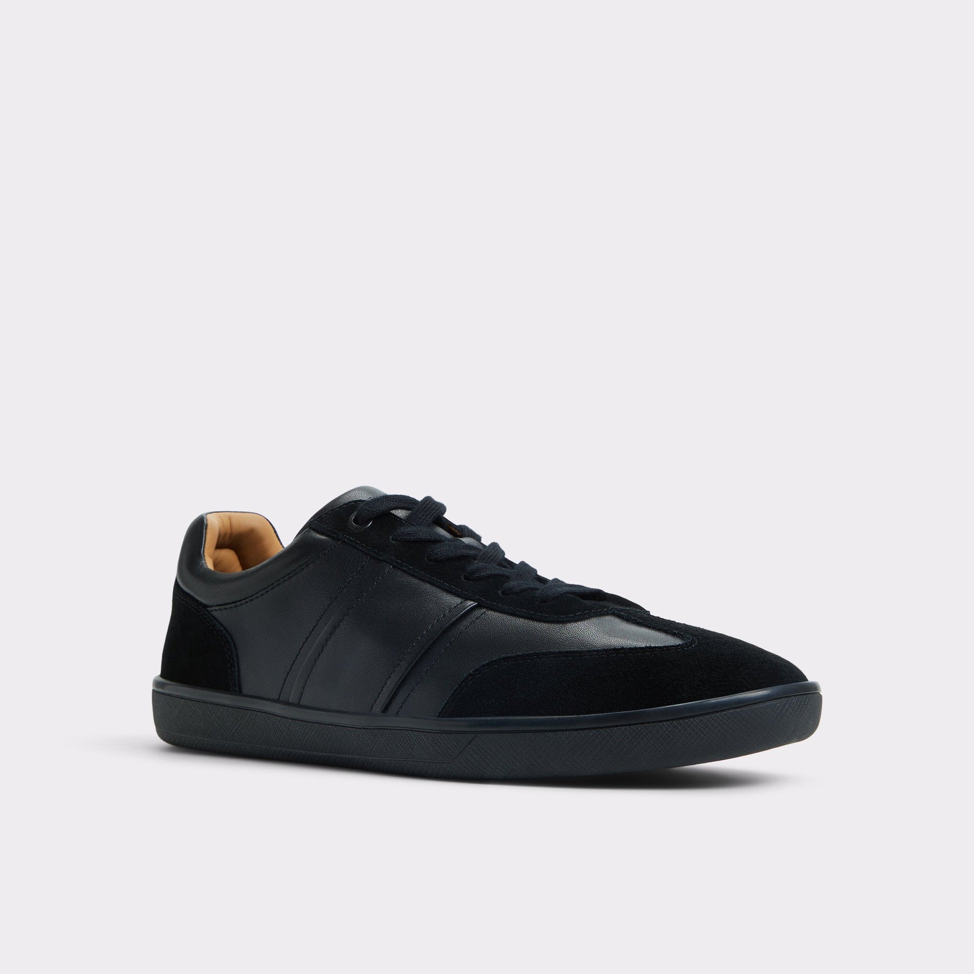 Three-quarter angle of Black Langston Low top sneaker's front side