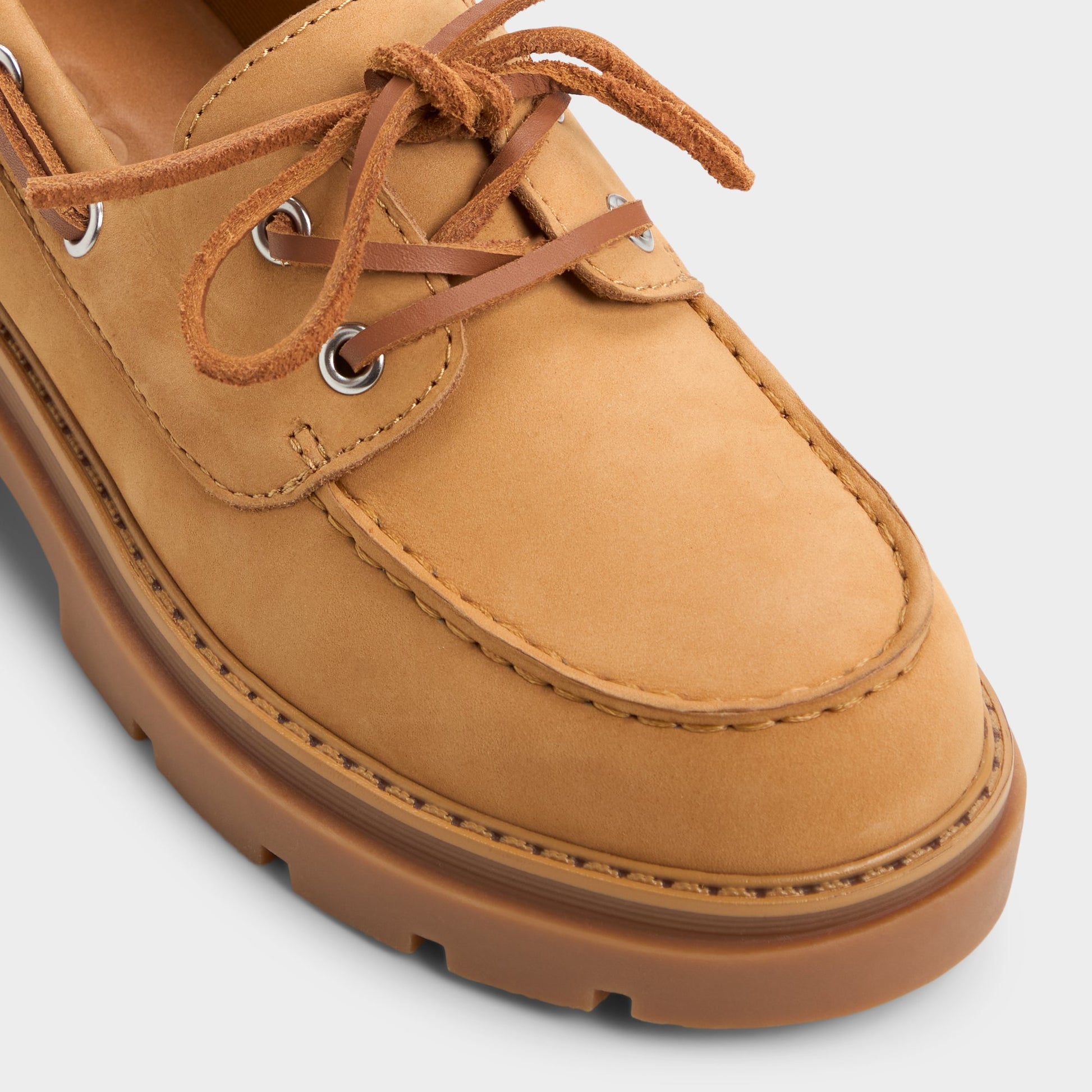 Close-up of the Wheat Seaport Boat shoe