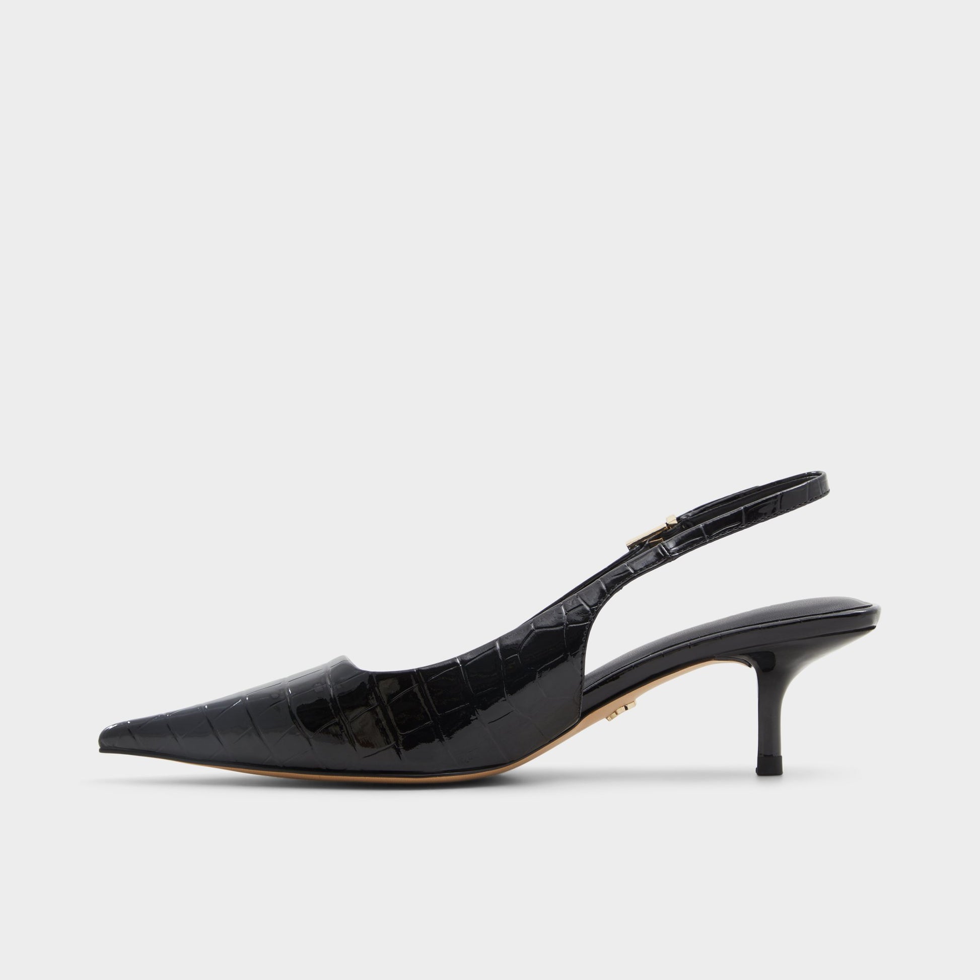Side view of Black Josita Slingback heel