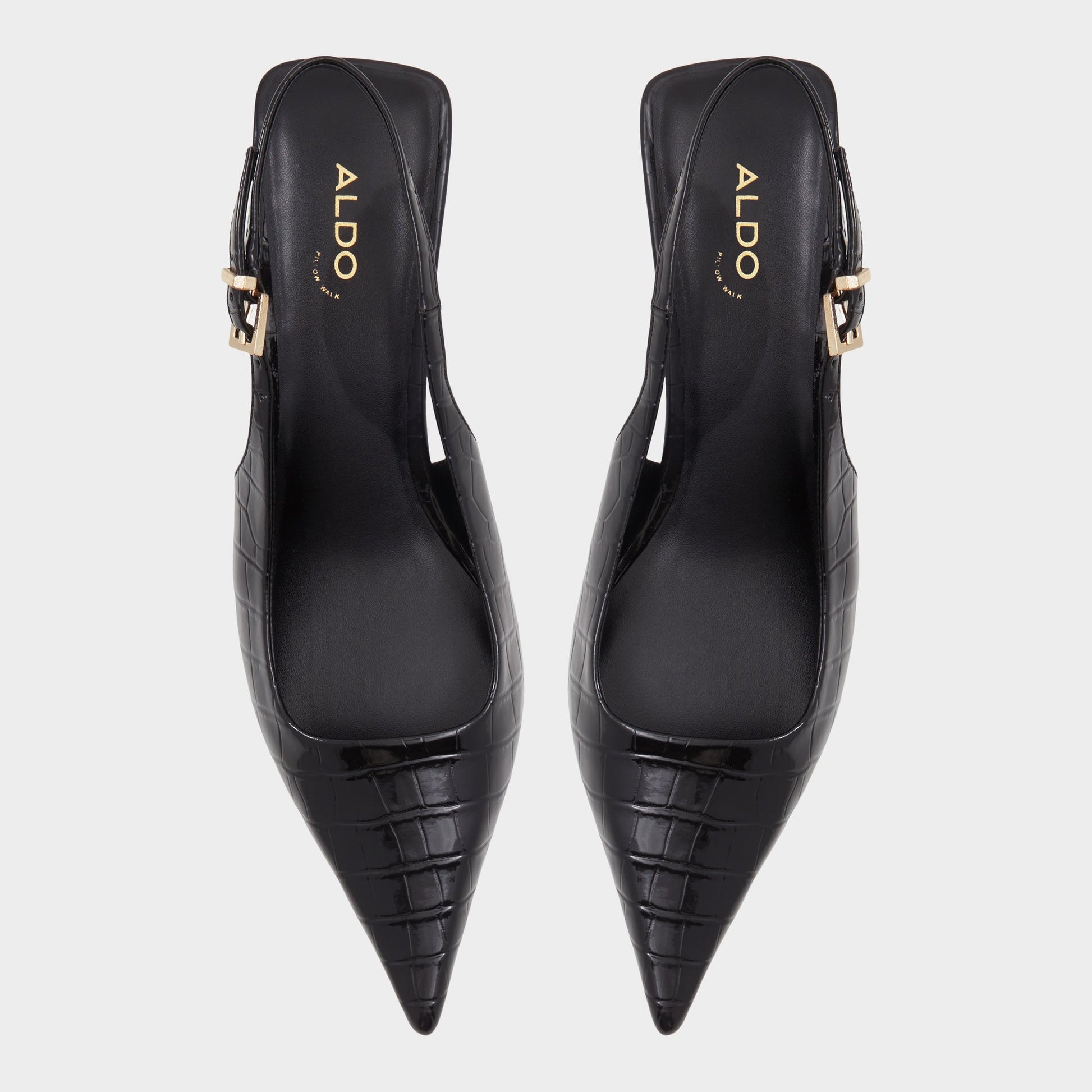 Top-down view of the Black Josita Slingback heel