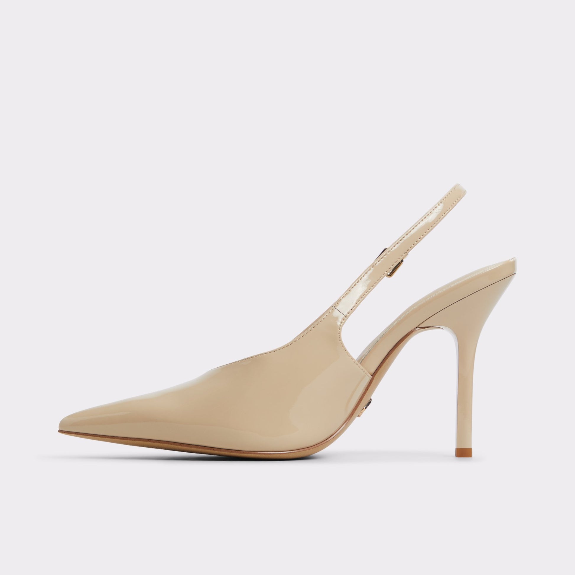 Side view of Medium Beige Lysandre Slingback heel