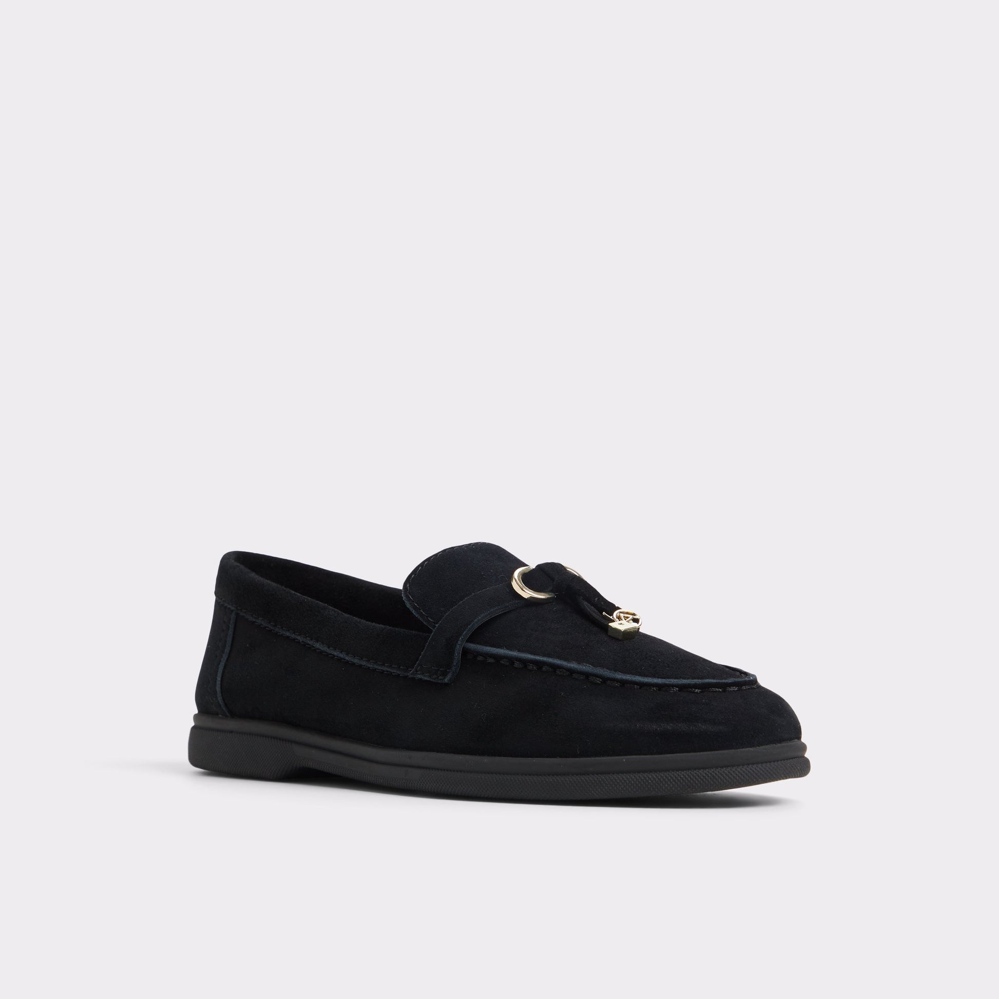Three-quarter angle of Open Black Creras Loafer's front side