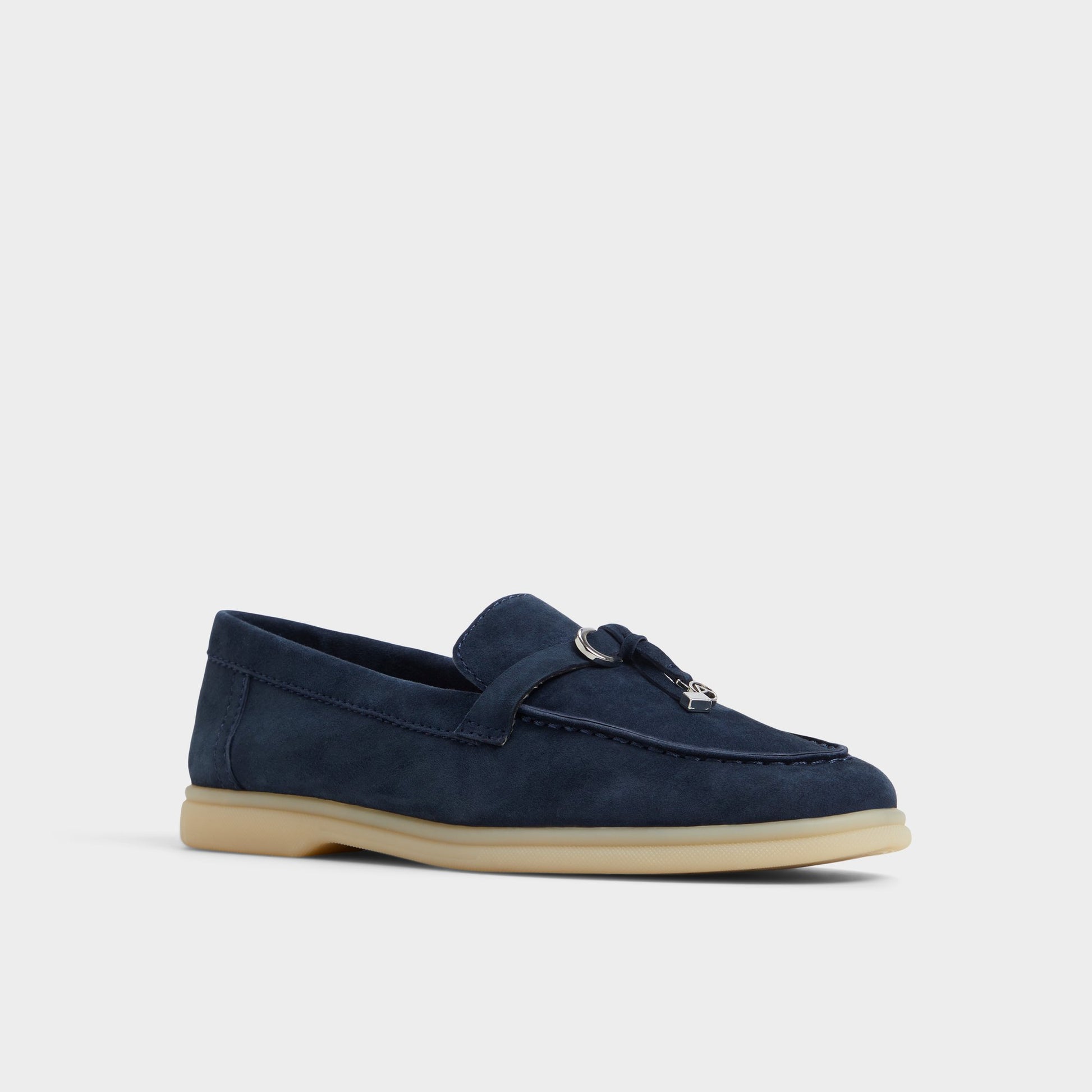 Three-quarter angle of Navy Creras Loafer's front side