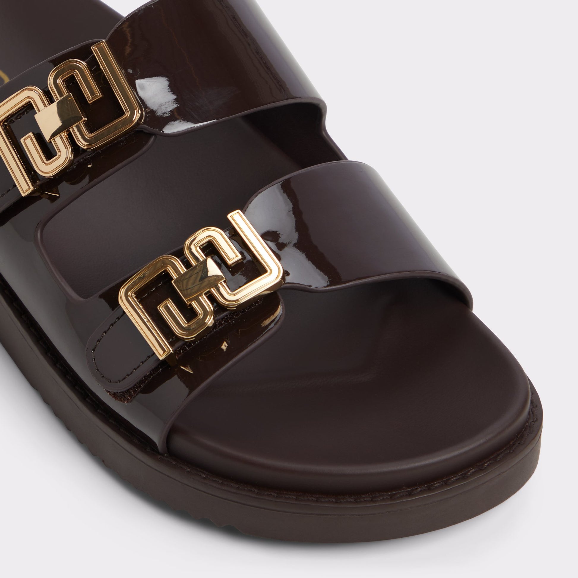Close-up of the Medium Brown Alessie Footbed sandal