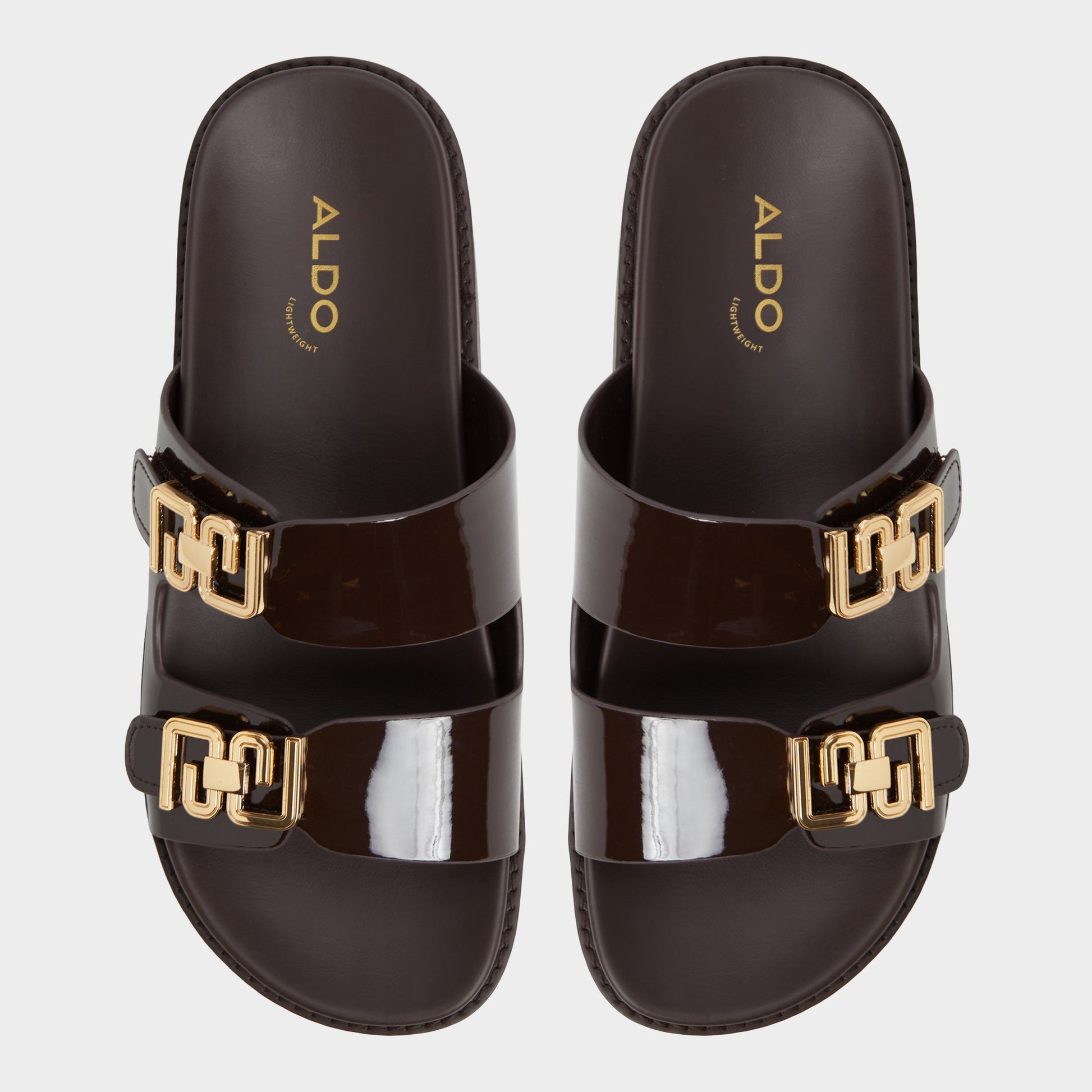 Top-down view of the Medium Brown Alessie Footbed sandal