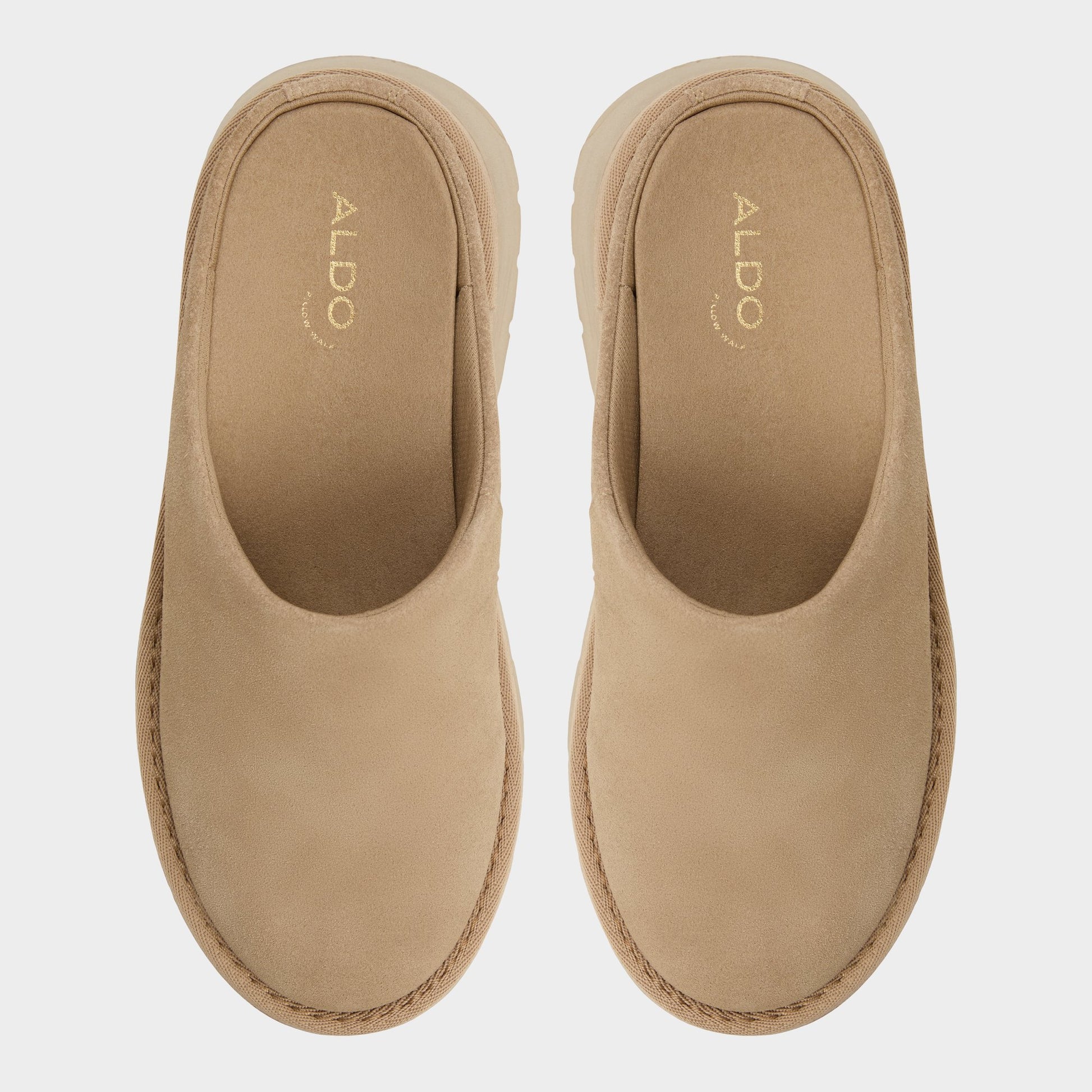Top-down view of the Beige Academia Heeled mule