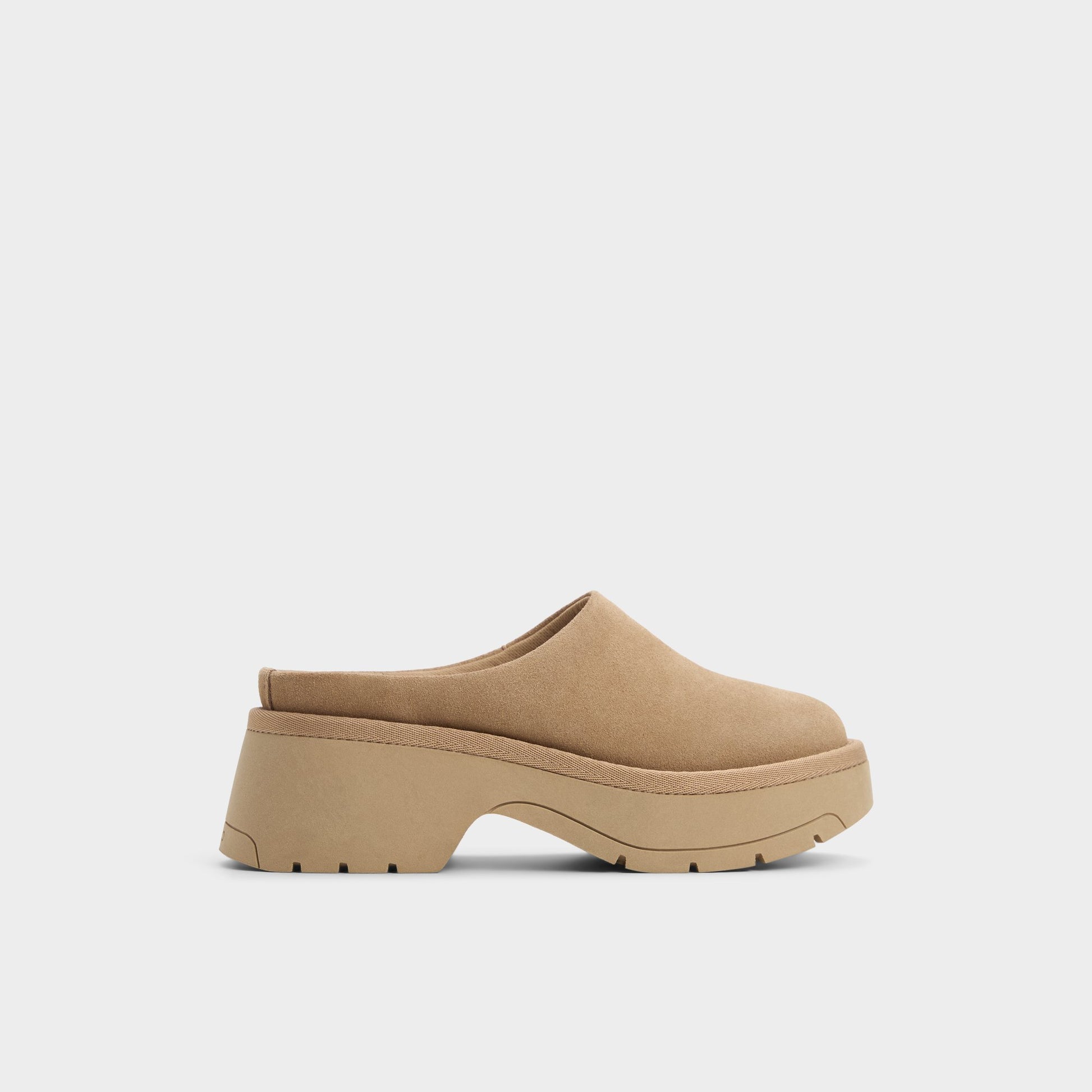 Main View of Beige Academia Heeled mule for Womens