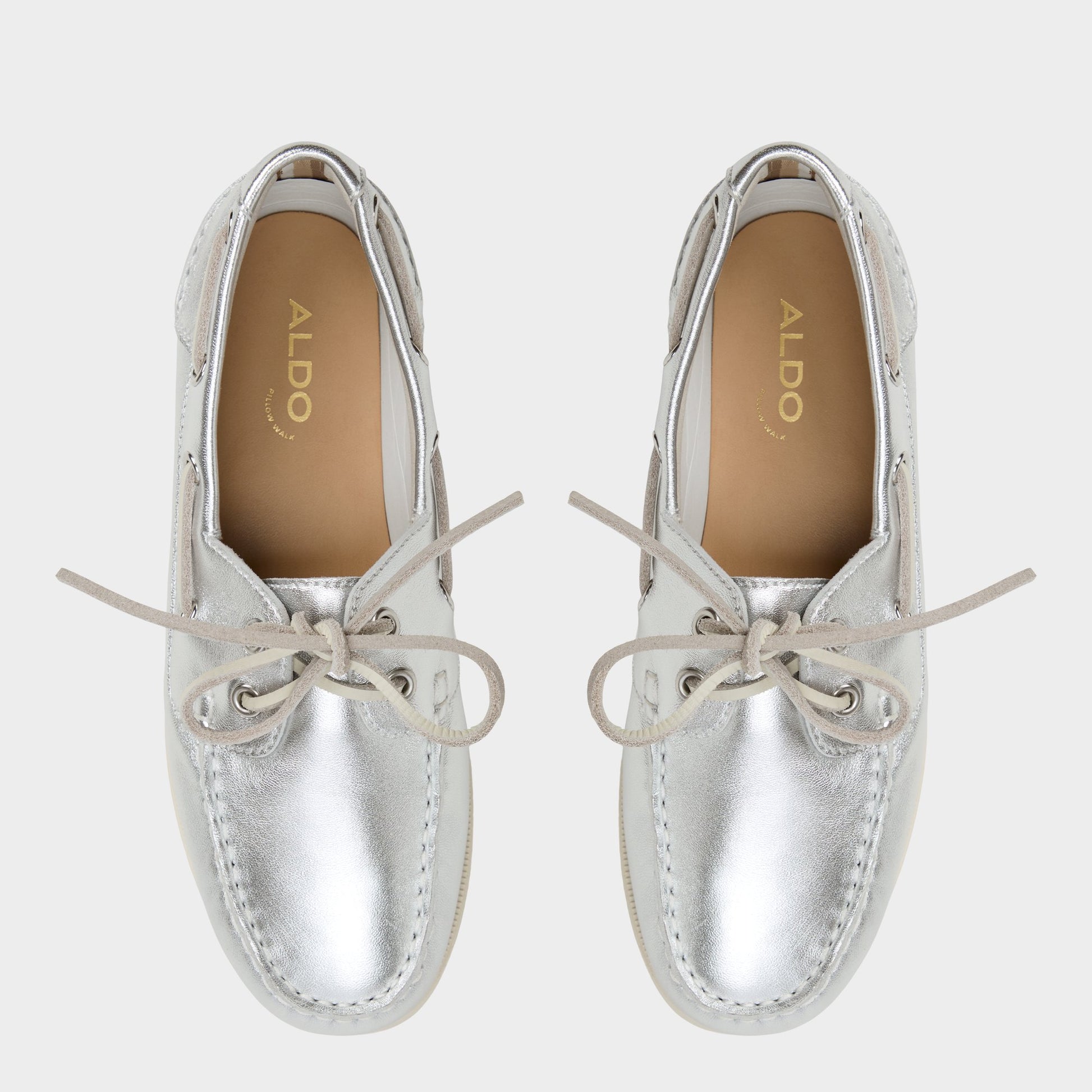Top-down view of the Silver Harborchic Boat shoe