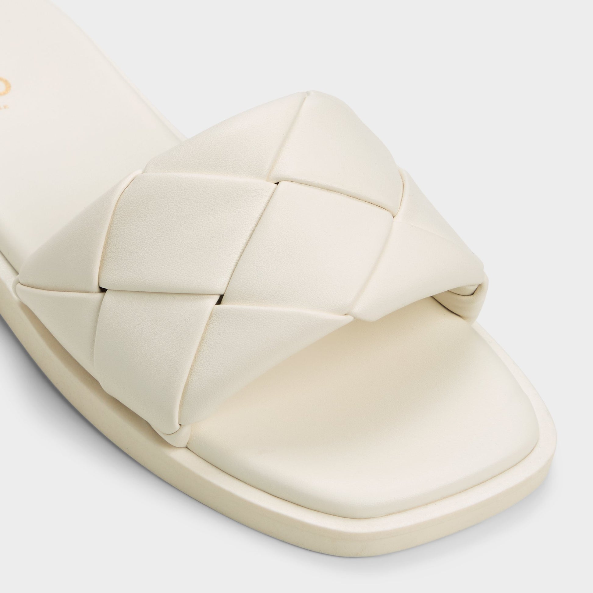 Close-up of the White Esterelle Slide sandal