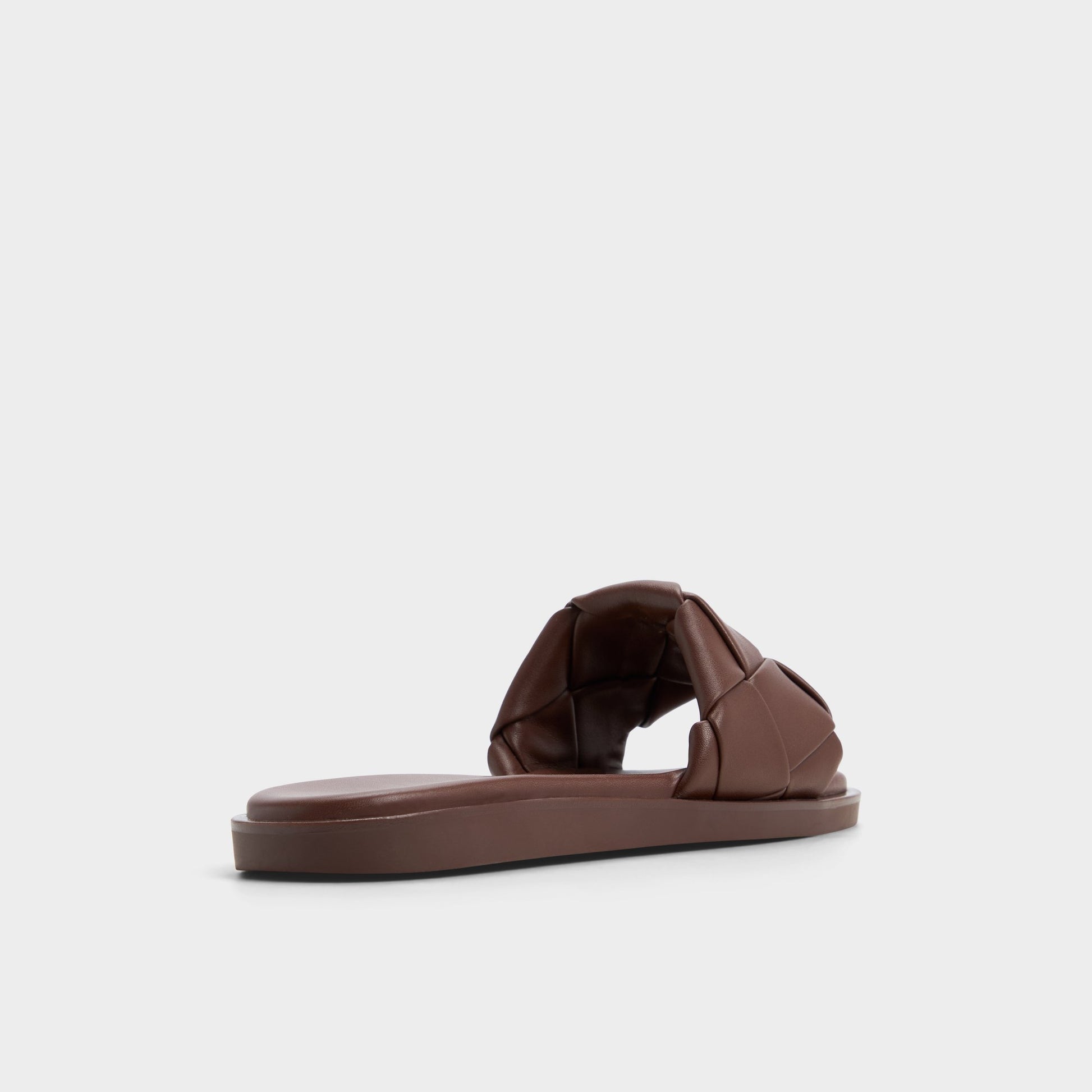 Three-quarter angle of Dark Brown Esterelle Slide sandal's back side