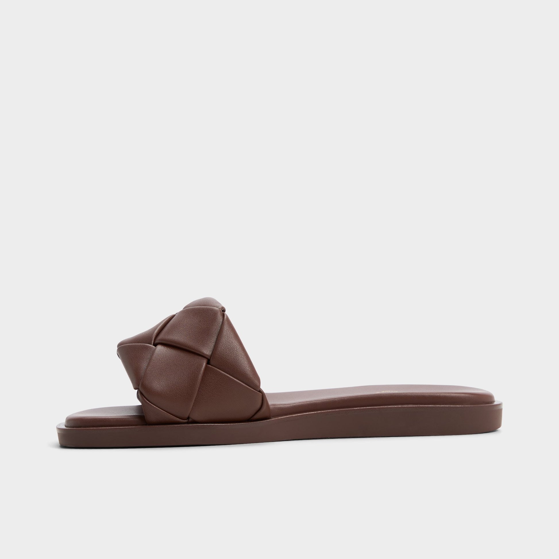 Side view of Dark Brown Esterelle Slide sandal