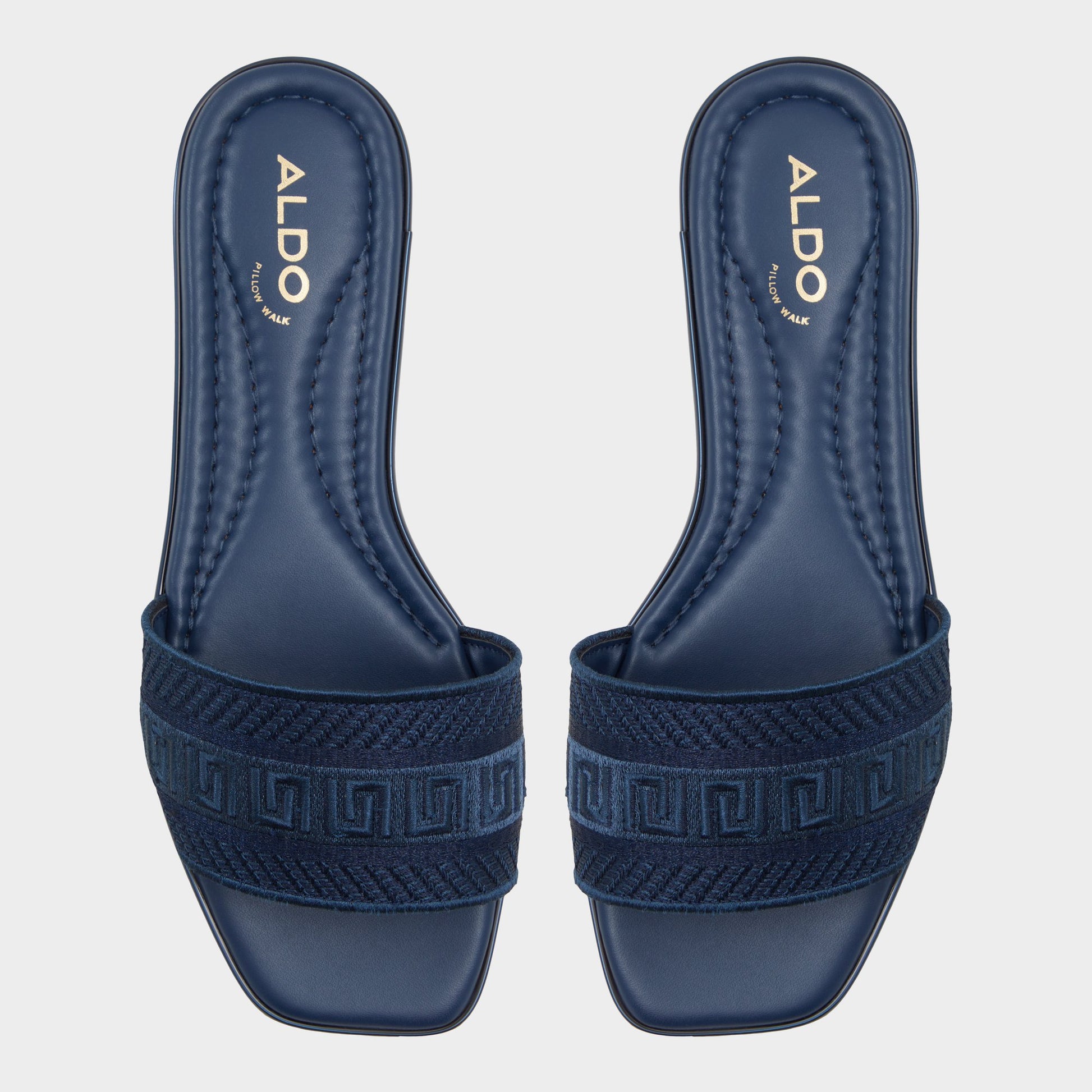 Top-down view of the Navy Oceania Slide sandal