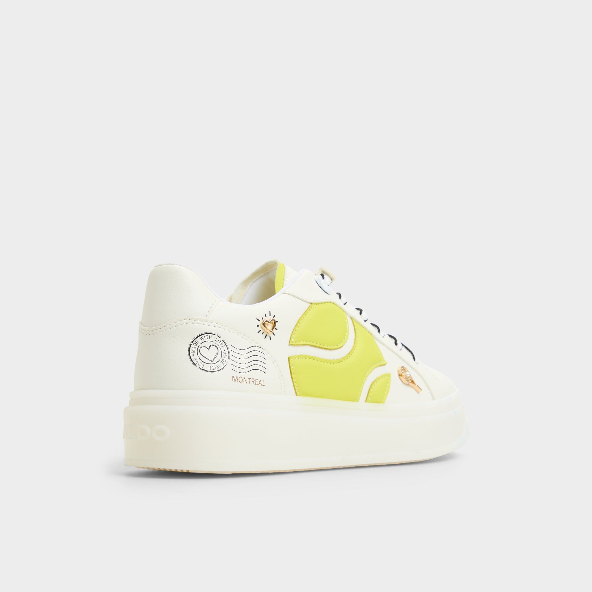 Three-quarter angle of White Combo Clubchamp Low top sneaker's back side