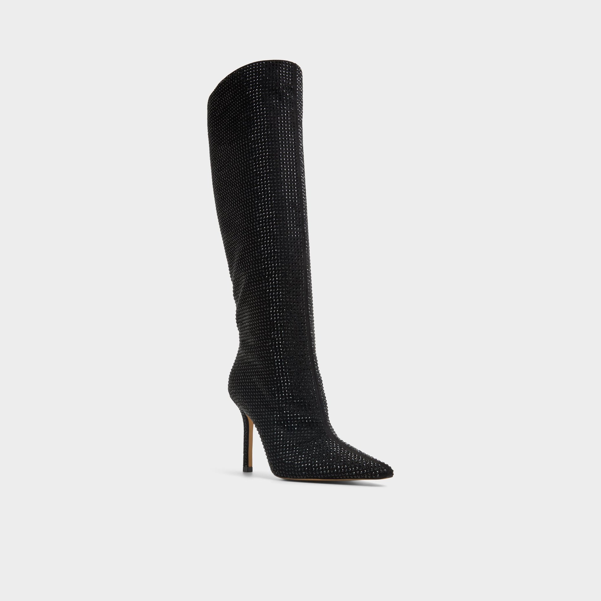 Three-quarter angle of Other Black Loucina Knee-high boot's front side