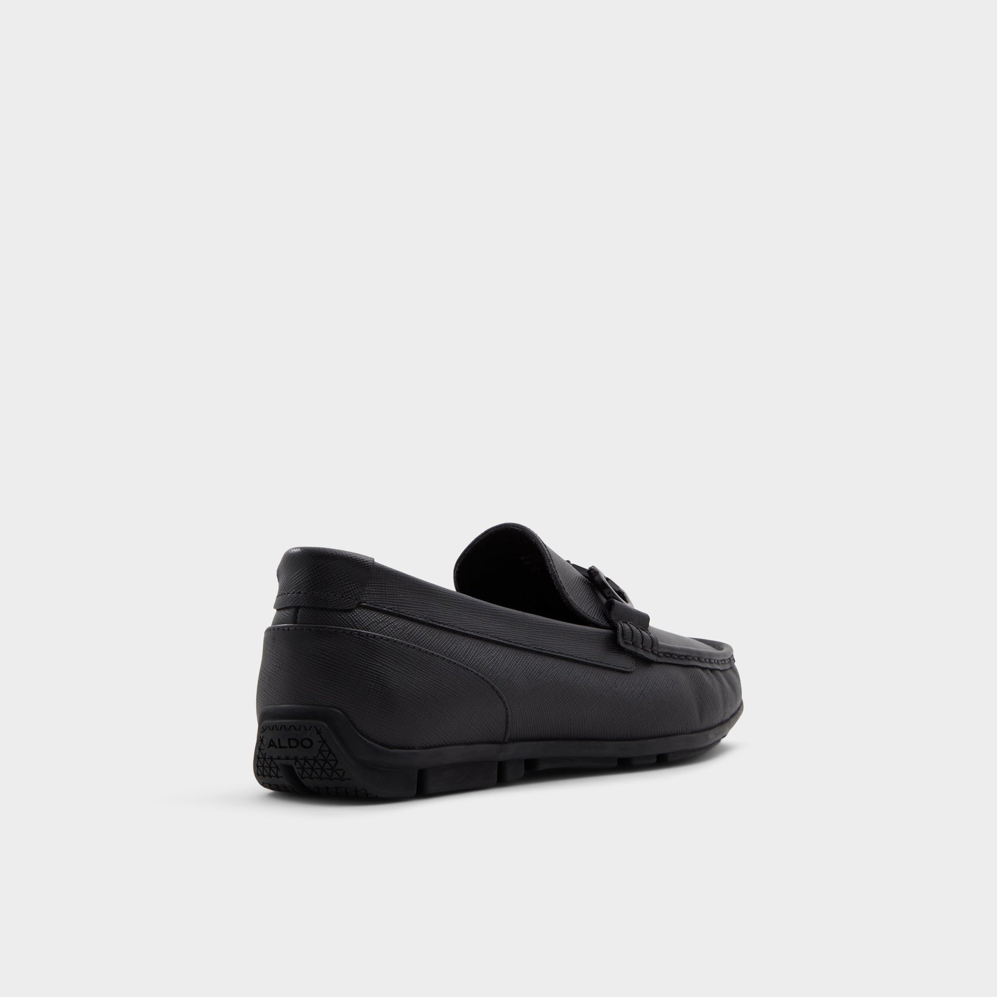 Three-quarter angle of Open black Orlovoflexx-in Driving shoe's back side