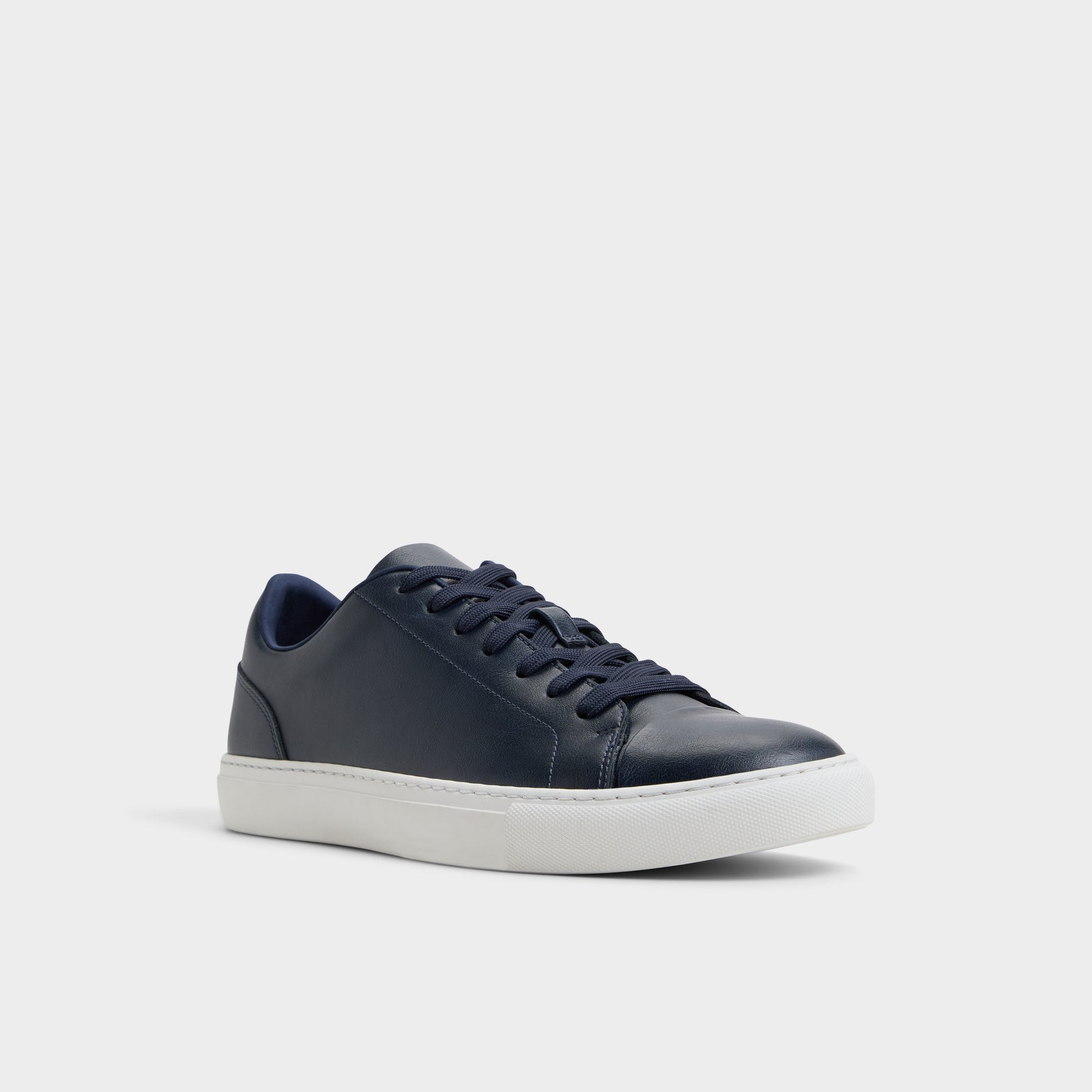Three-quarter angle of Navy Belford Low top sneaker's front side