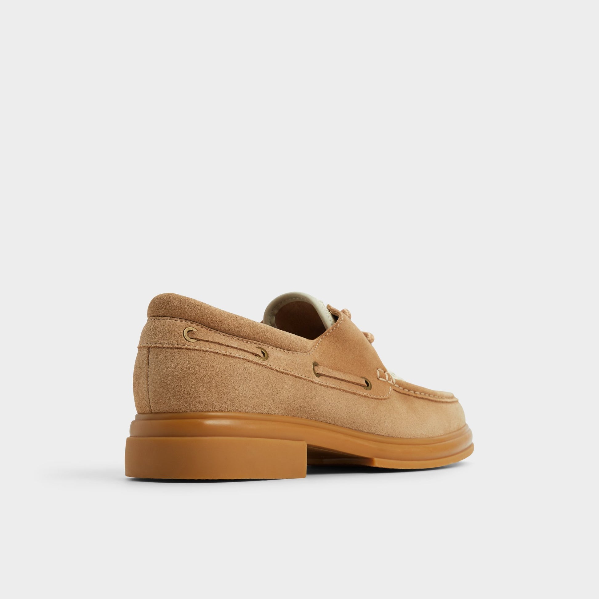 Three-quarter angle of Beige Seaexplorer Boat shoe's back side