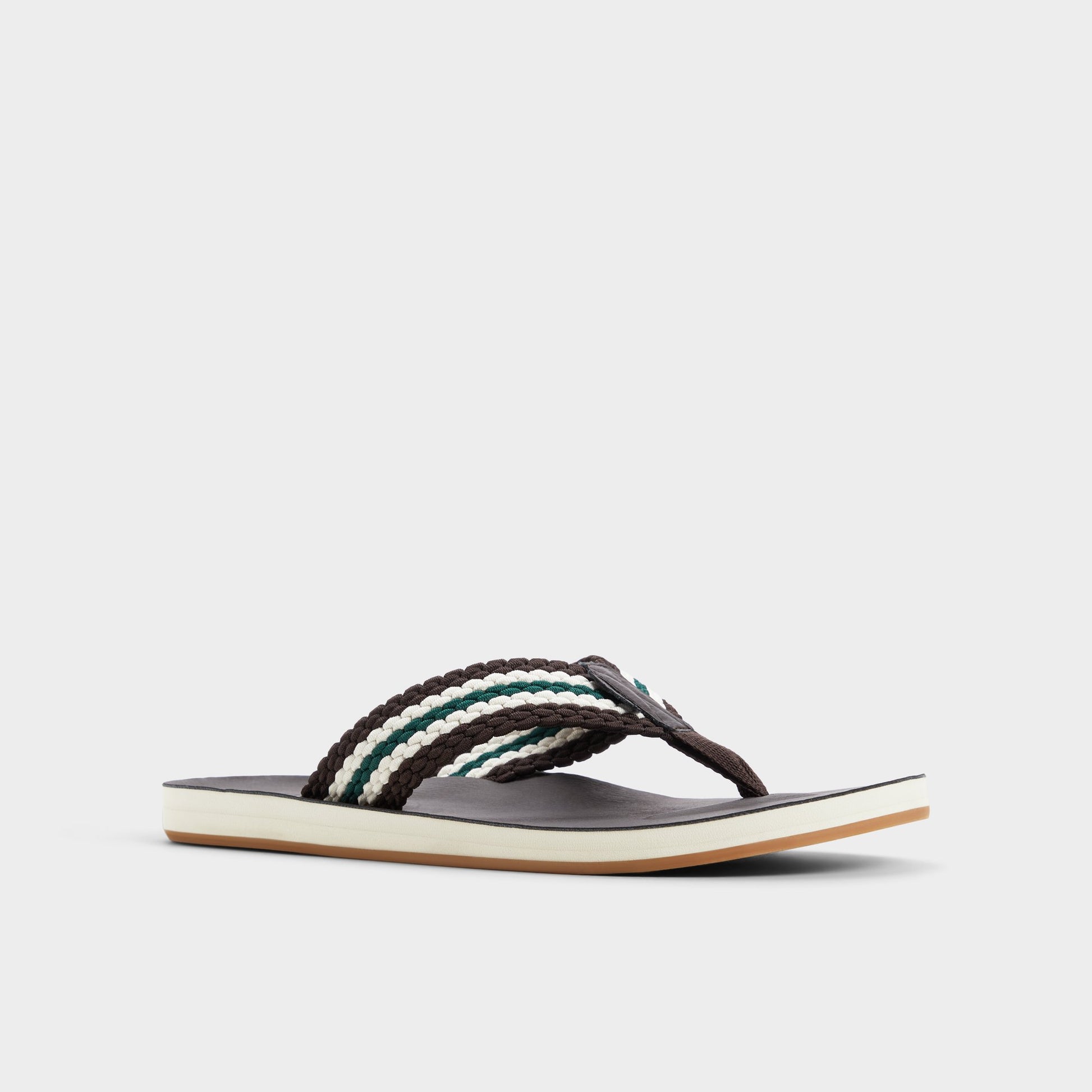 Three-quarter angle of Dark Brown Adede Flip flop's front side