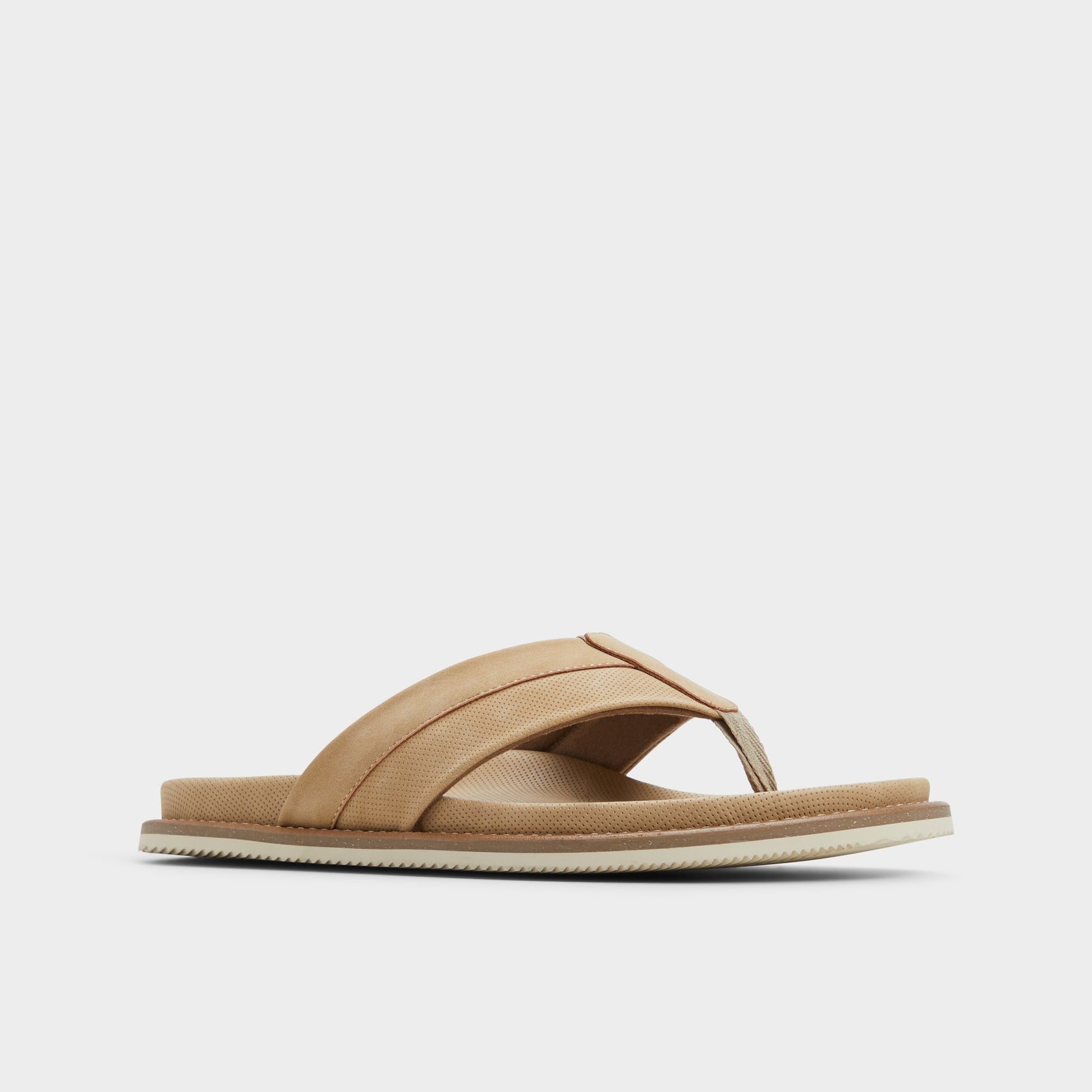 Three-quarter angle of Open Beige Beachbreeze Flip flop's front side