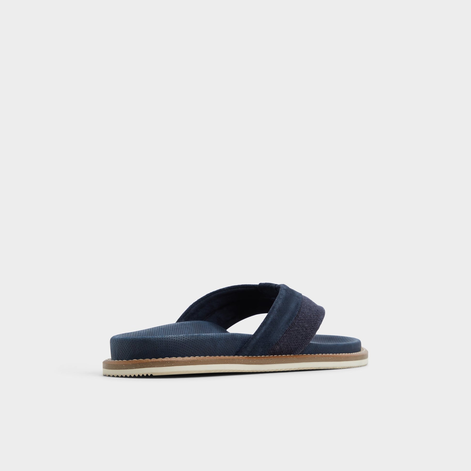 Three-quarter angle of Navy Beachbreeze Slide sandal's back side