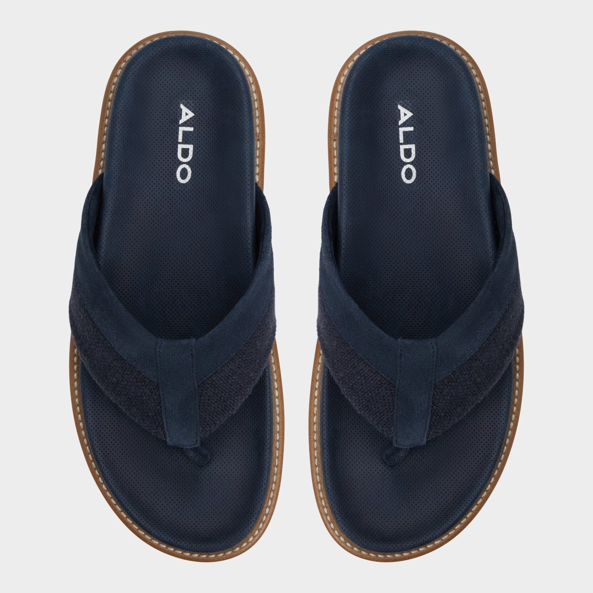 Top-down view of the Navy Beachbreeze Slide sandal