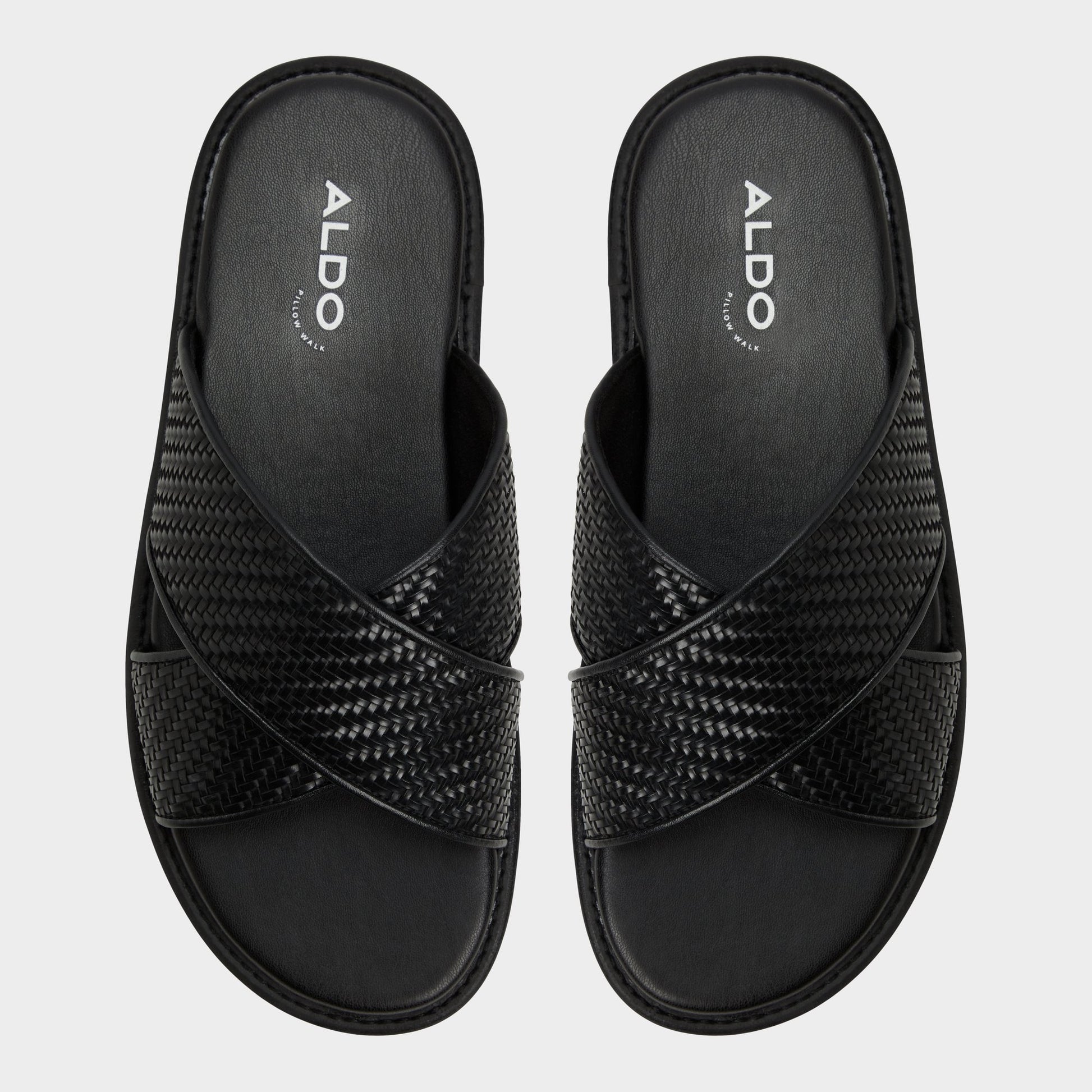 Top-down view of the Black Tarik Slide sandal