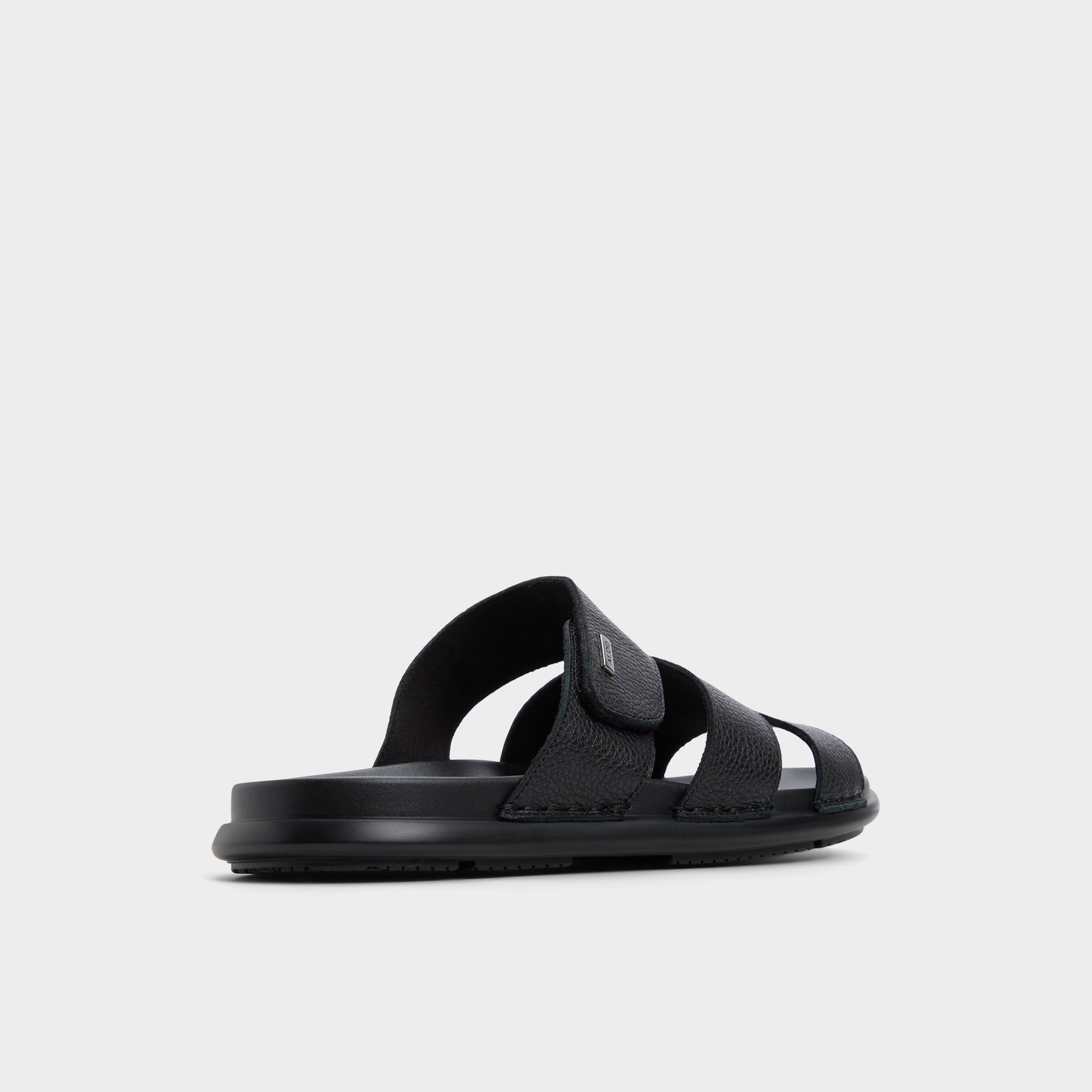 Three-quarter angle of Black Windham Slide sandal's back side