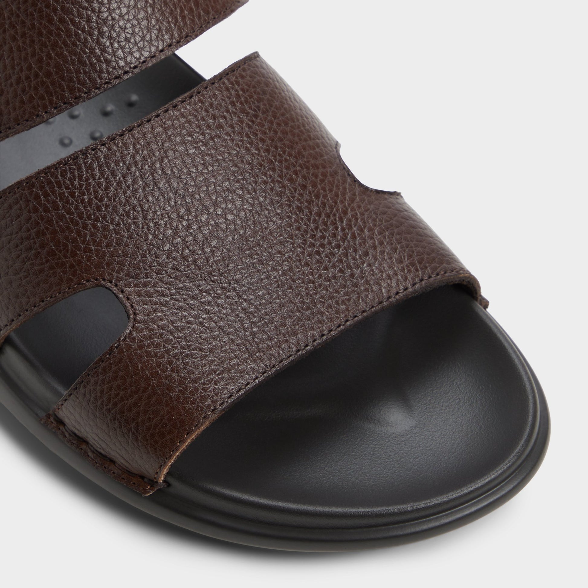 Close-up of the Dark Brown Windham Slide sandal