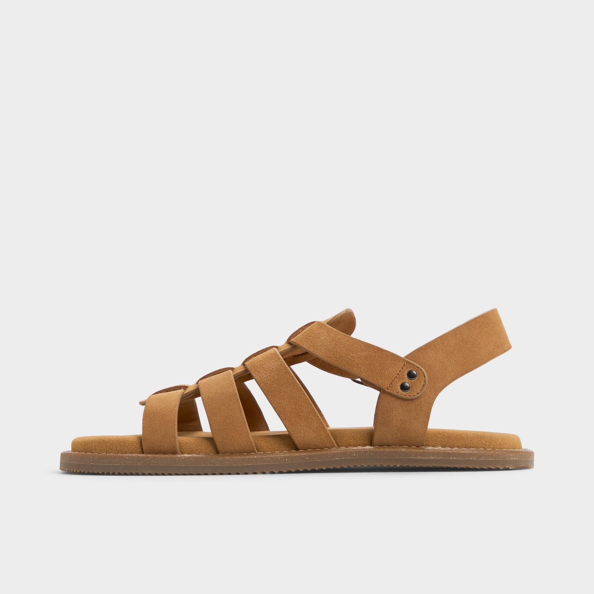 Side view of Camel Warley Strappy flat sandal