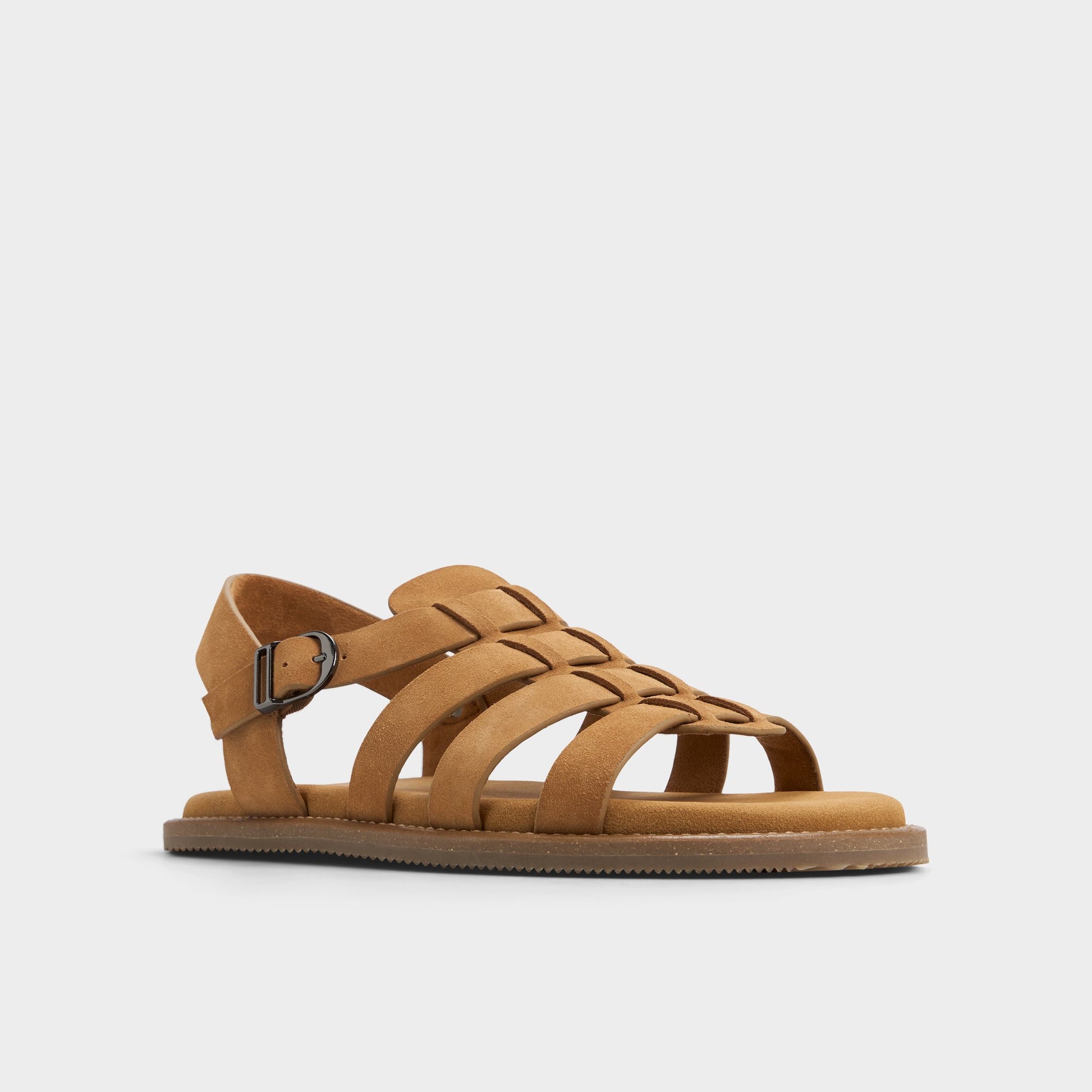 Three-quarter angle of Camel Warley Strappy flat sandal's front side