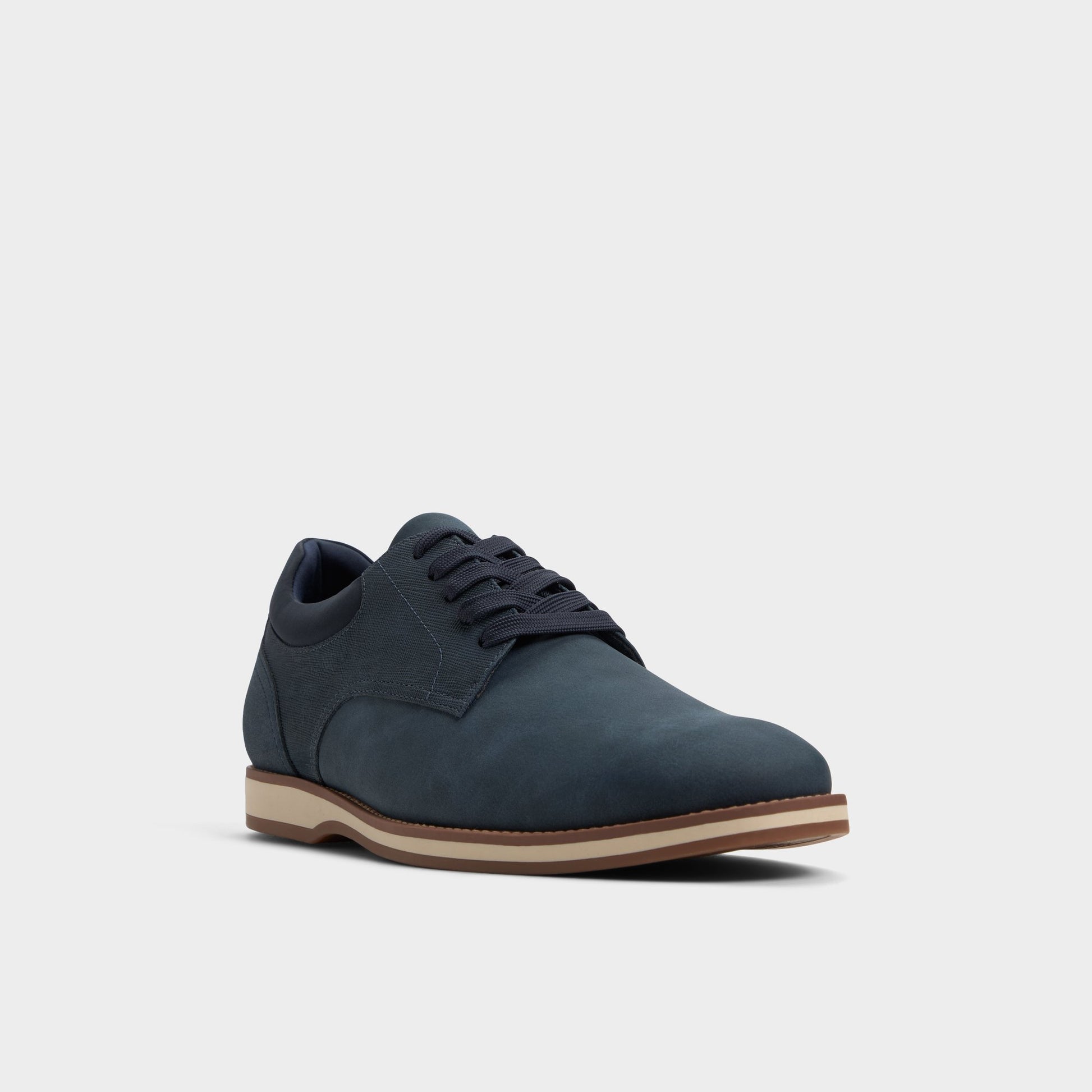 Three-quarter angle of Navy Corby Oxford shoe's front side