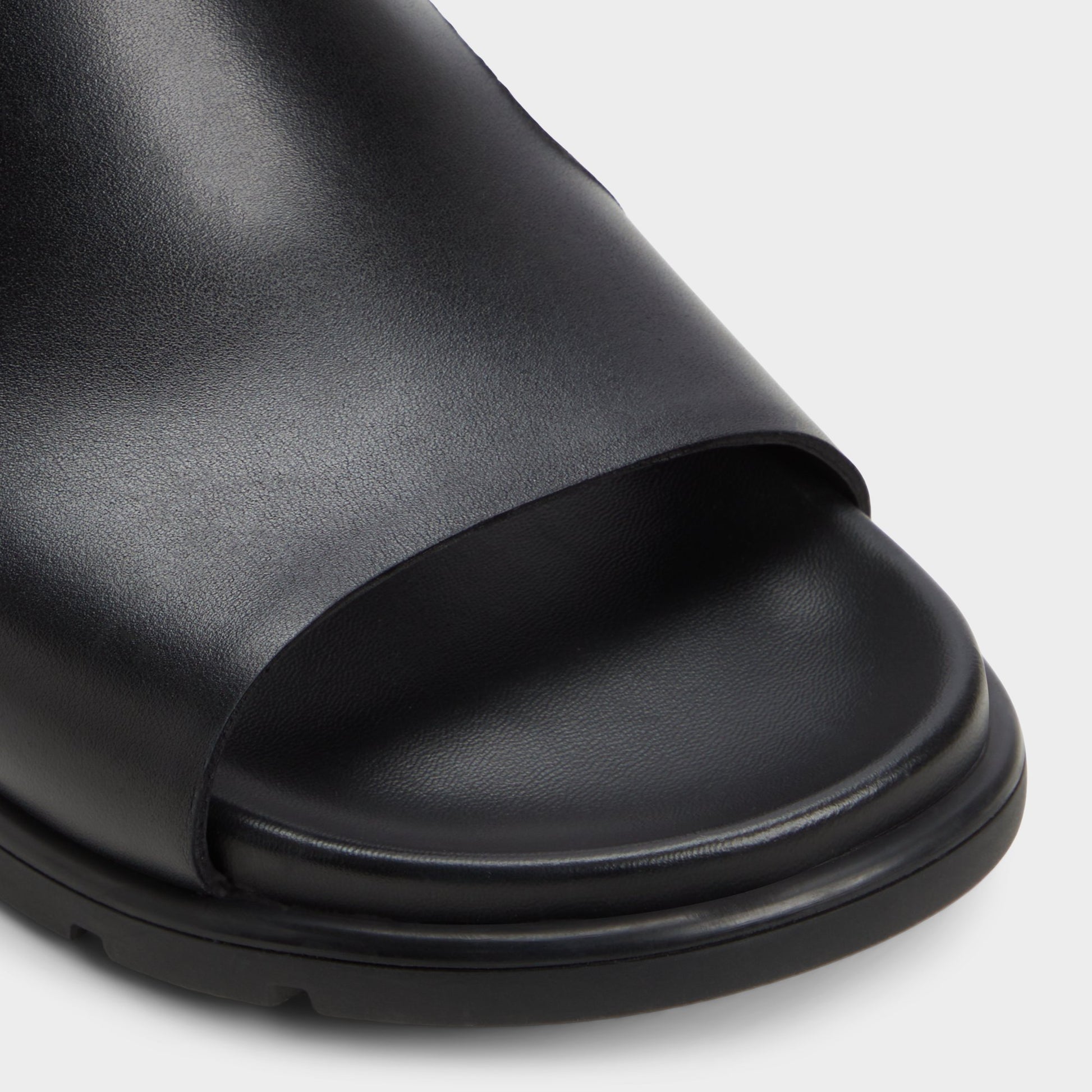 Close-up of the Black Soar Slide sandal