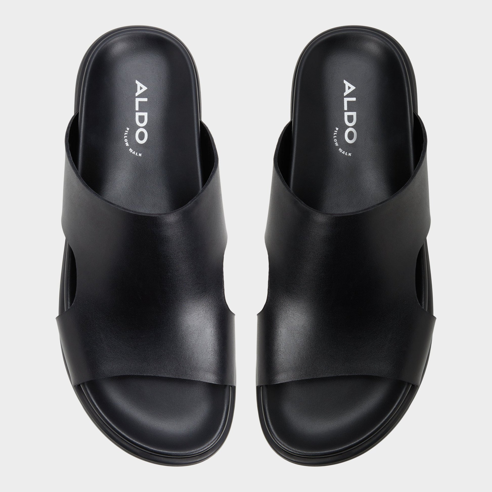 Top-down view of the Black Soar Slide sandal