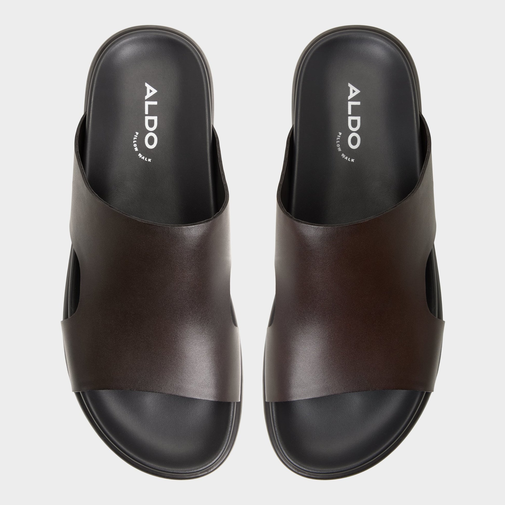 Top-down view of the Dark Brown Soar Slide sandal