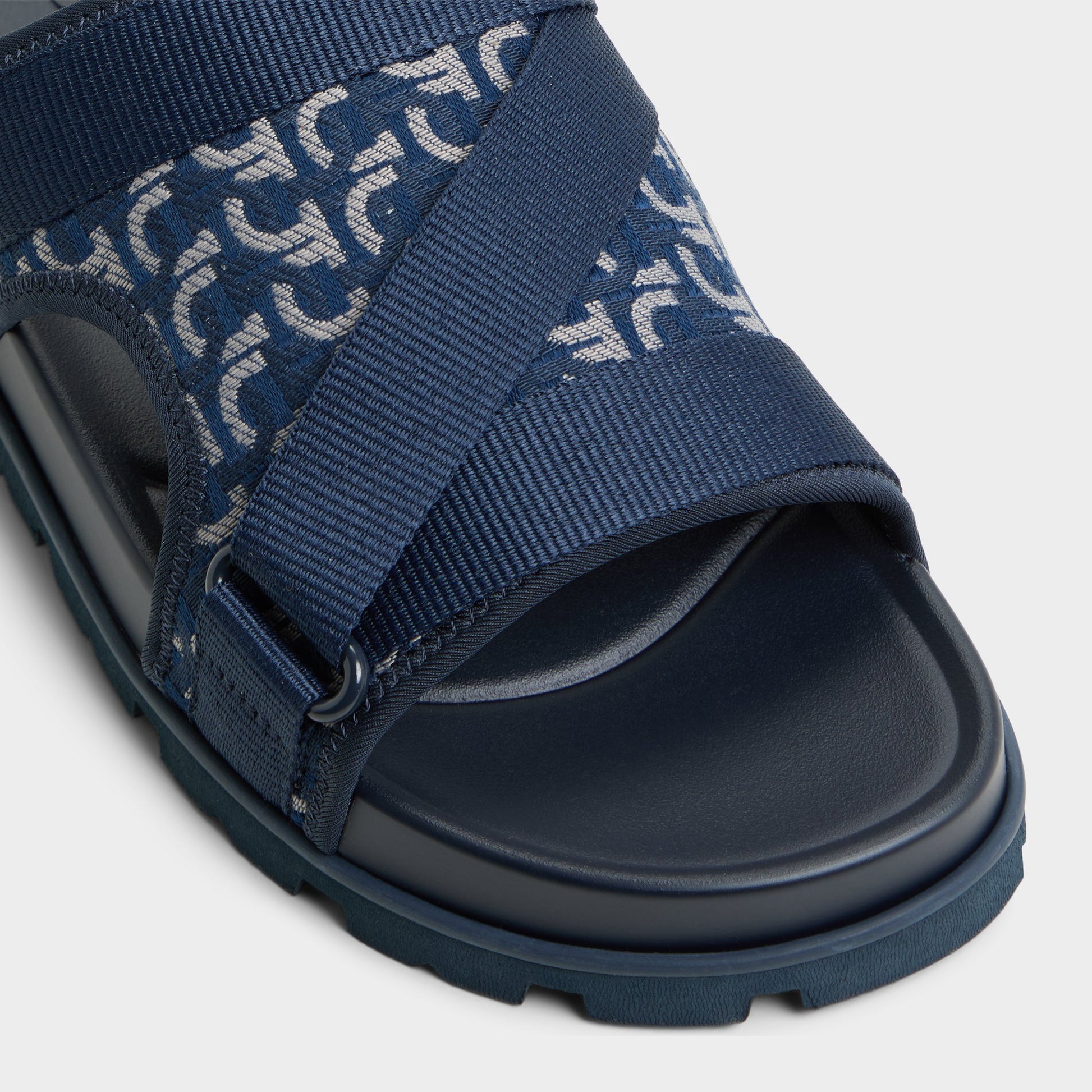 Close-up of the Other Navy Deniels Slide sandal