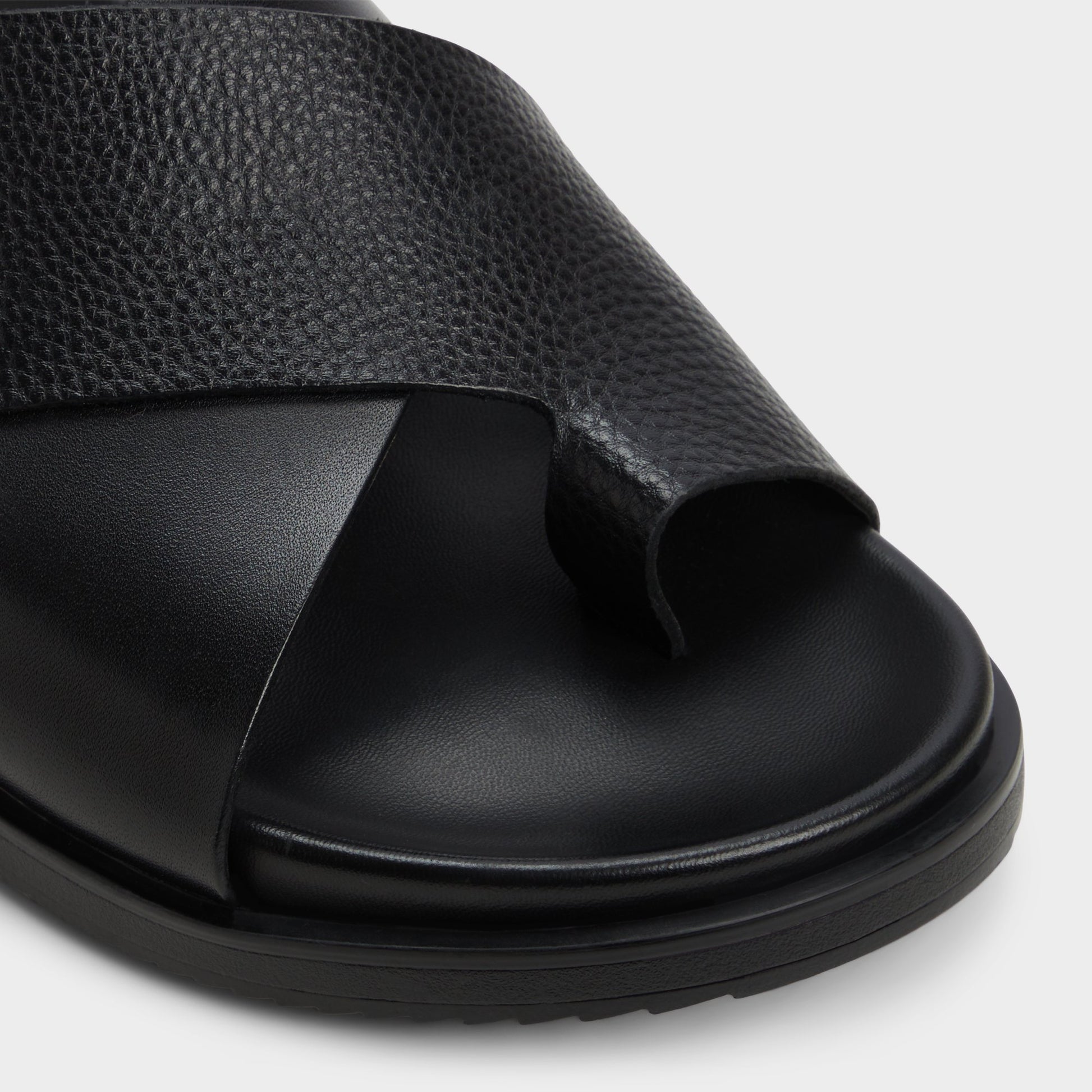 Close-up of the Black Darley Strappy flat sandal