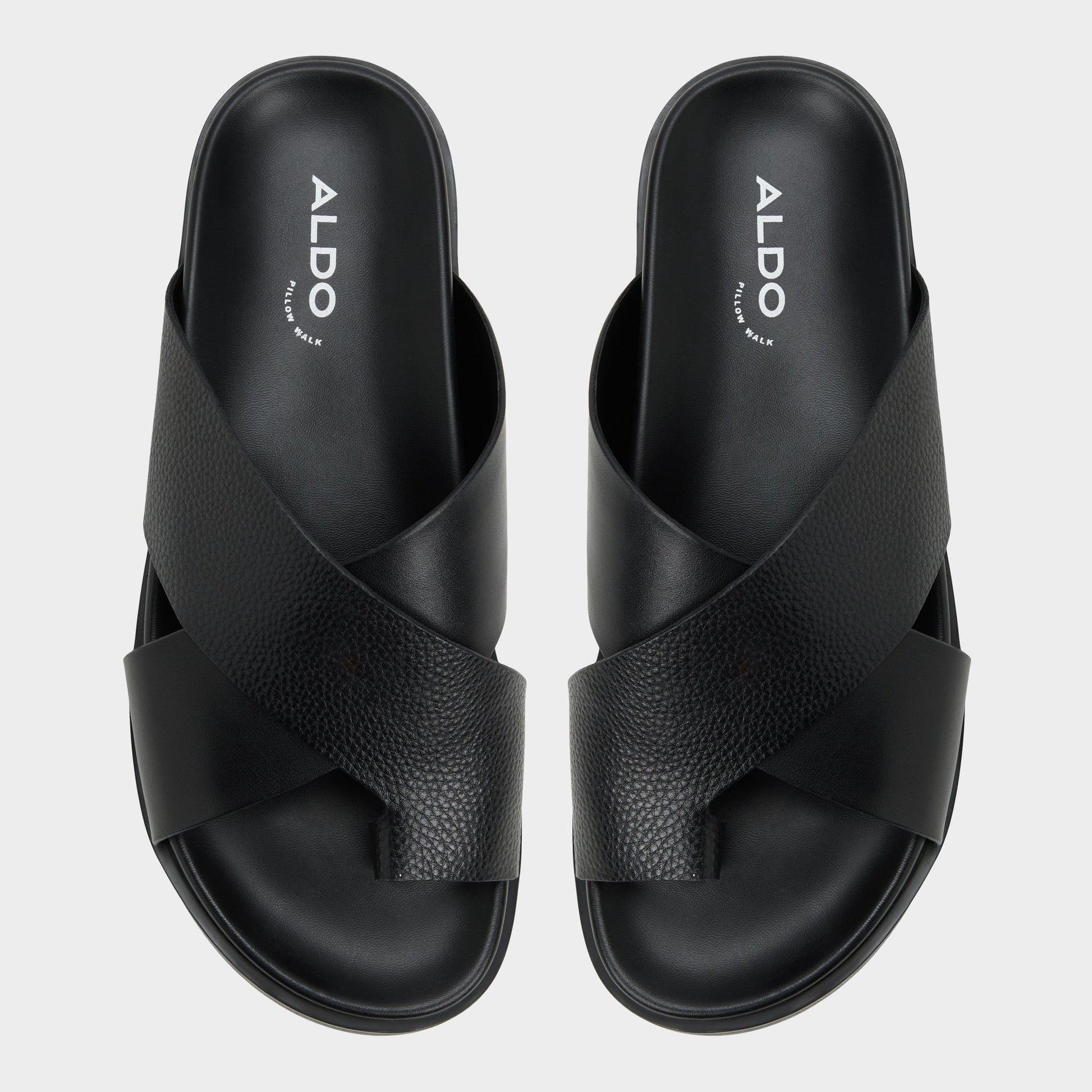 Top-down view of the Black Darley Strappy flat sandal