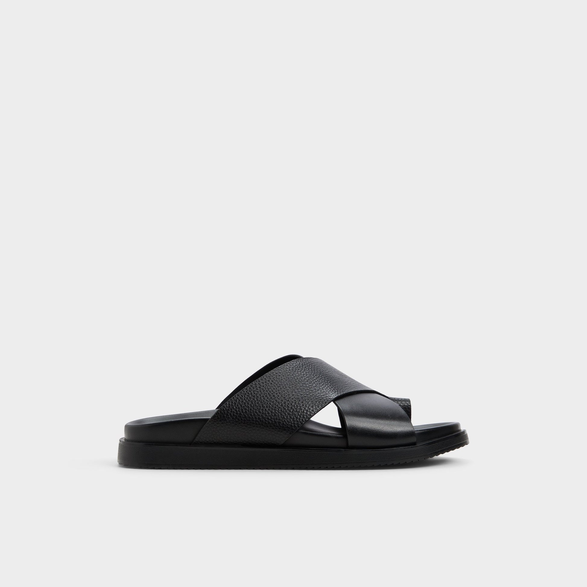 Main View of Black Darley Strappy flat sandal for Mens