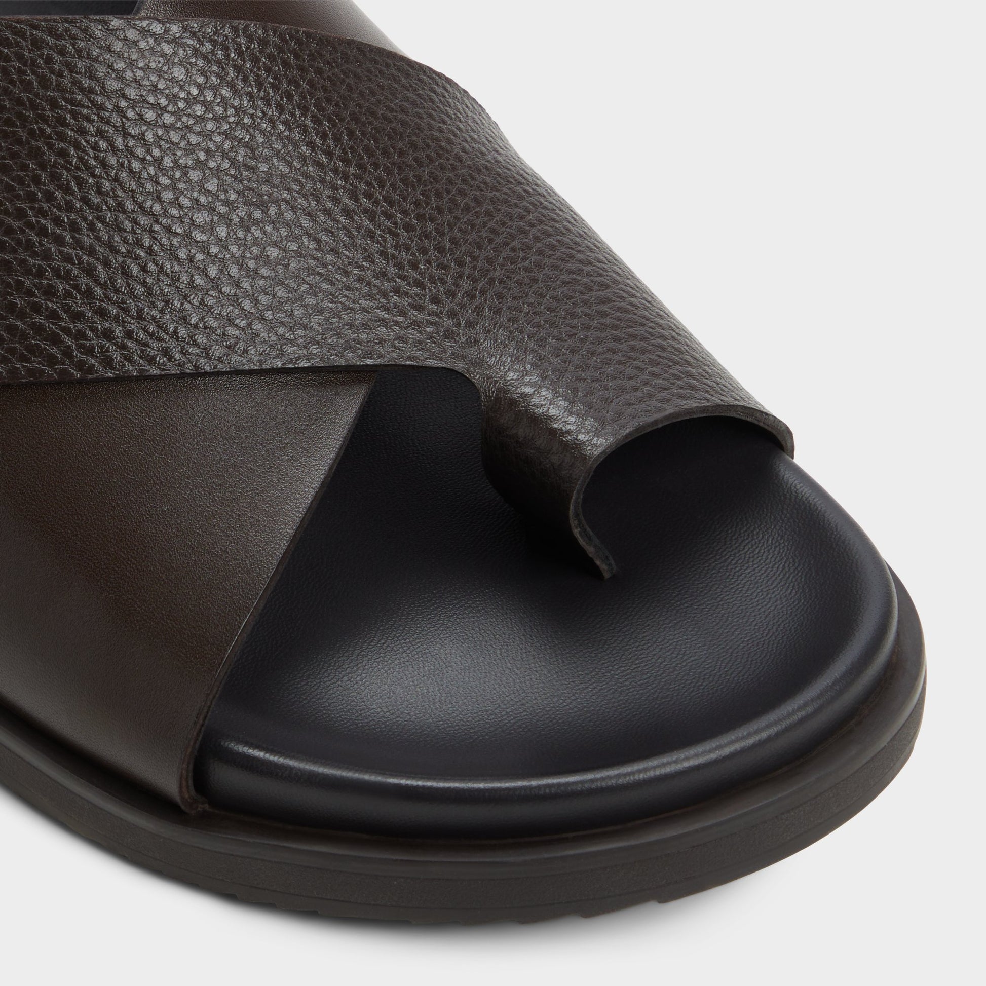 Close-up of the Dark Brown Darley Strappy flat sandal