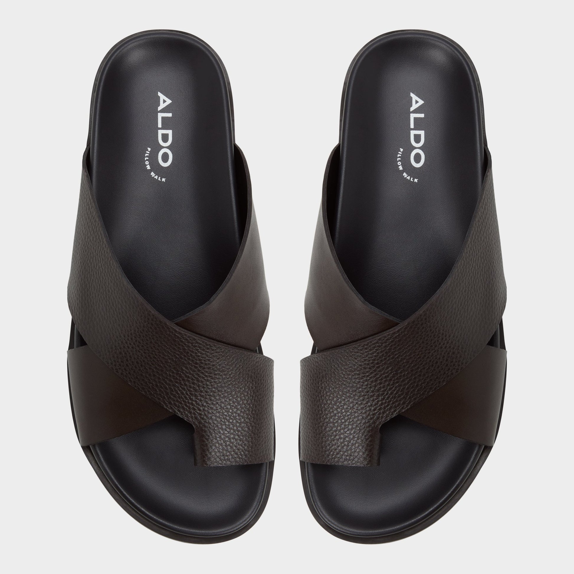 Top-down view of the Dark Brown Darley Strappy flat sandal