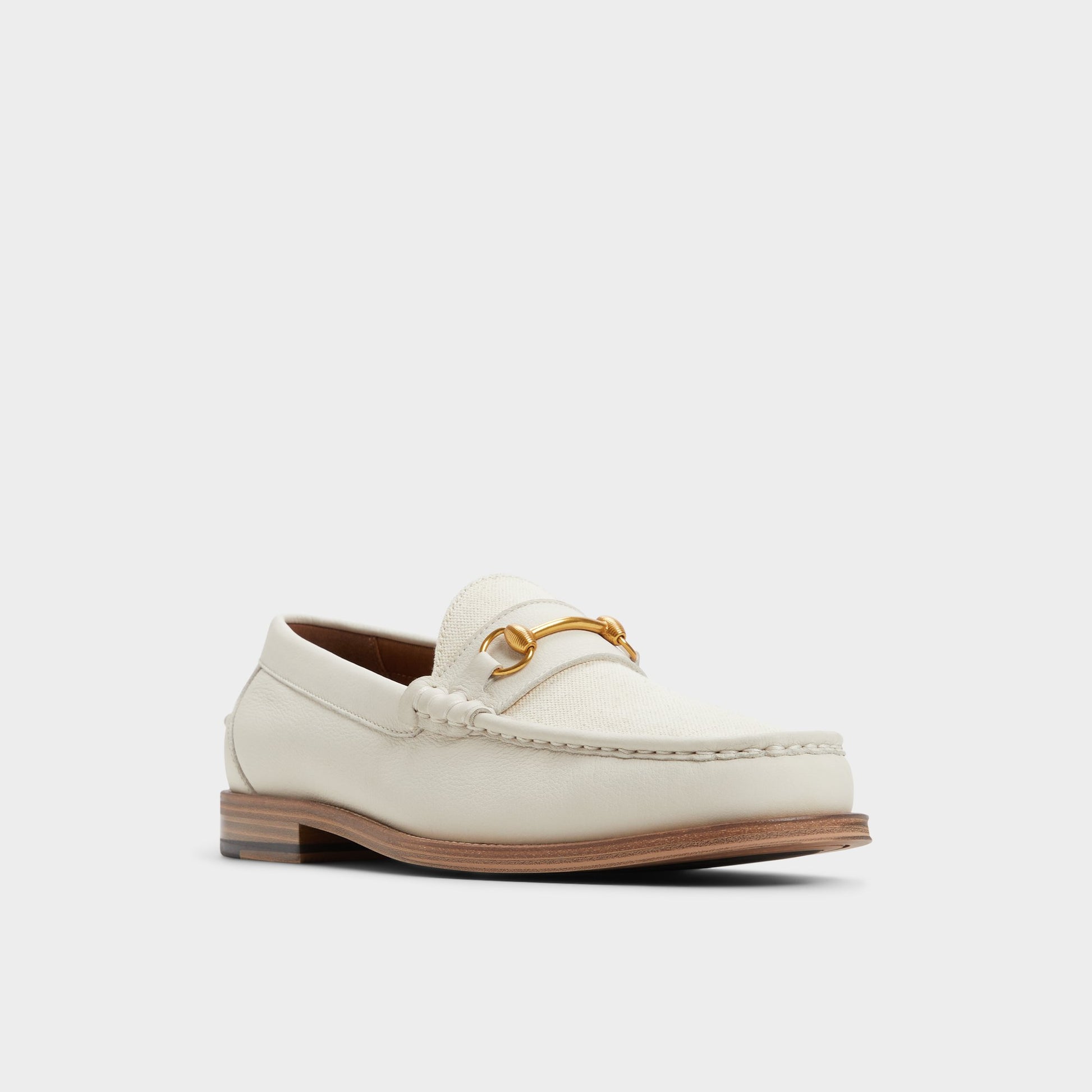 Three-quarter angle of Light Beige Wildwood Loafer's front side