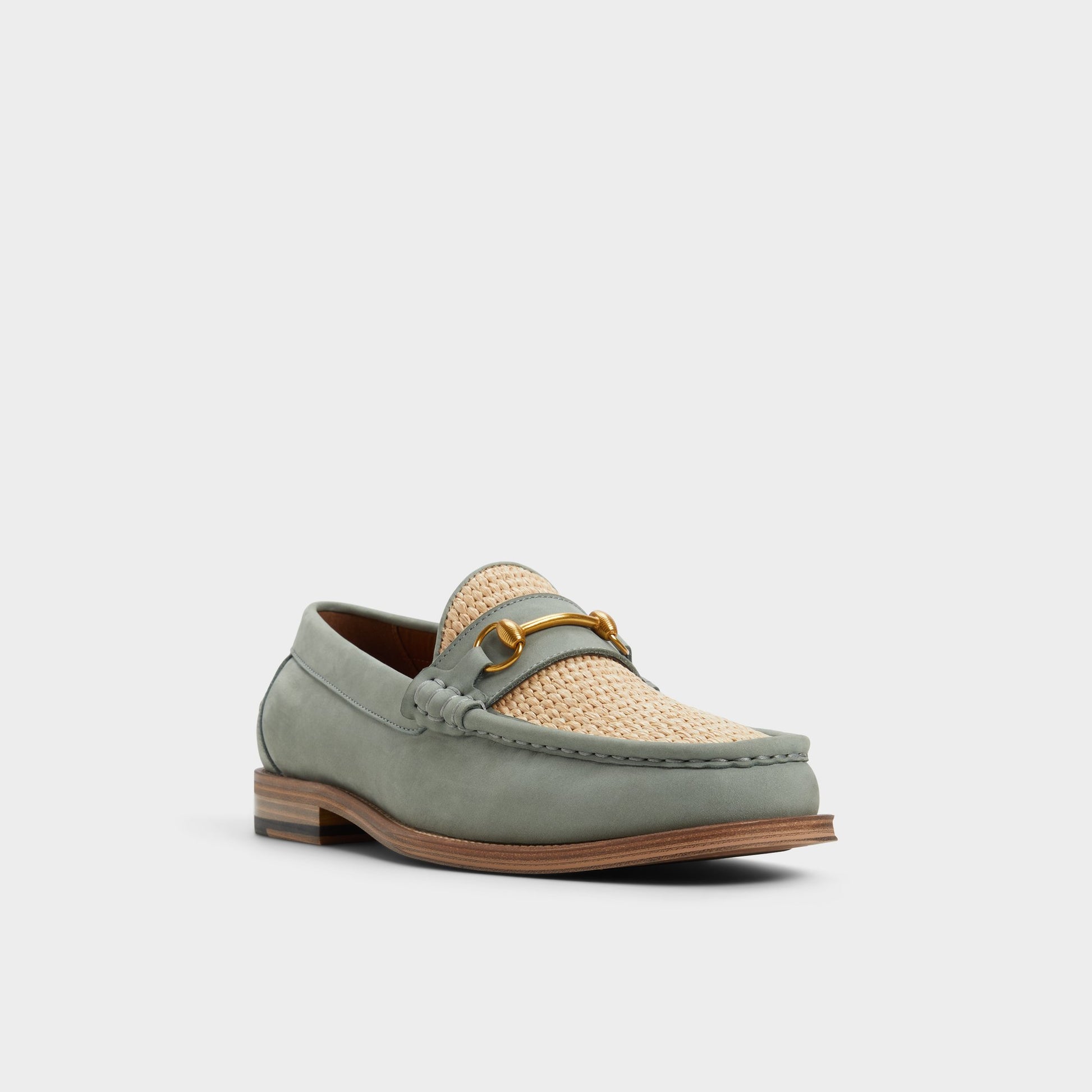 Three-quarter angle of Green combo Wildwood Loafer's front side
