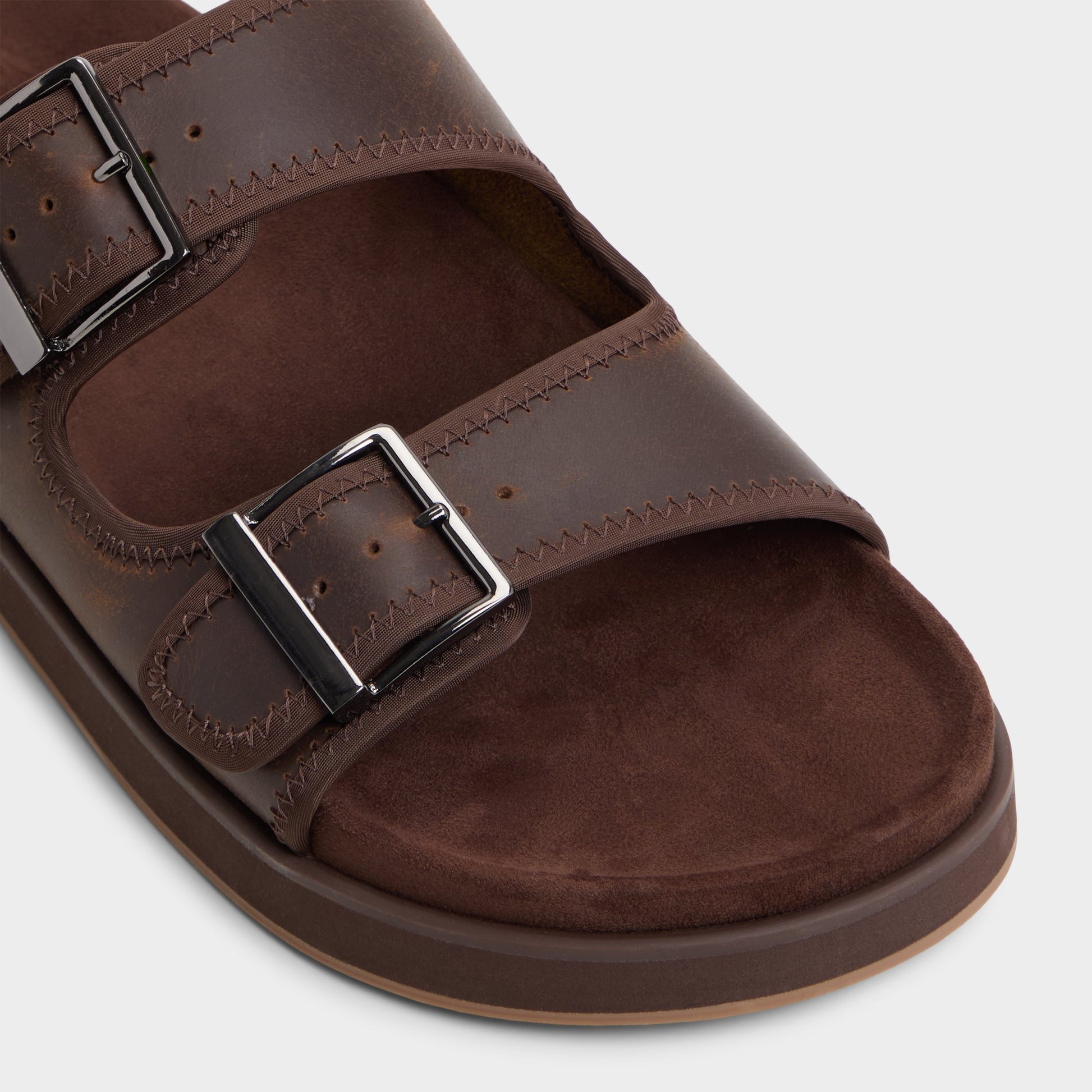 Close-up of the Dark Brown Sunnyside Slide sandal