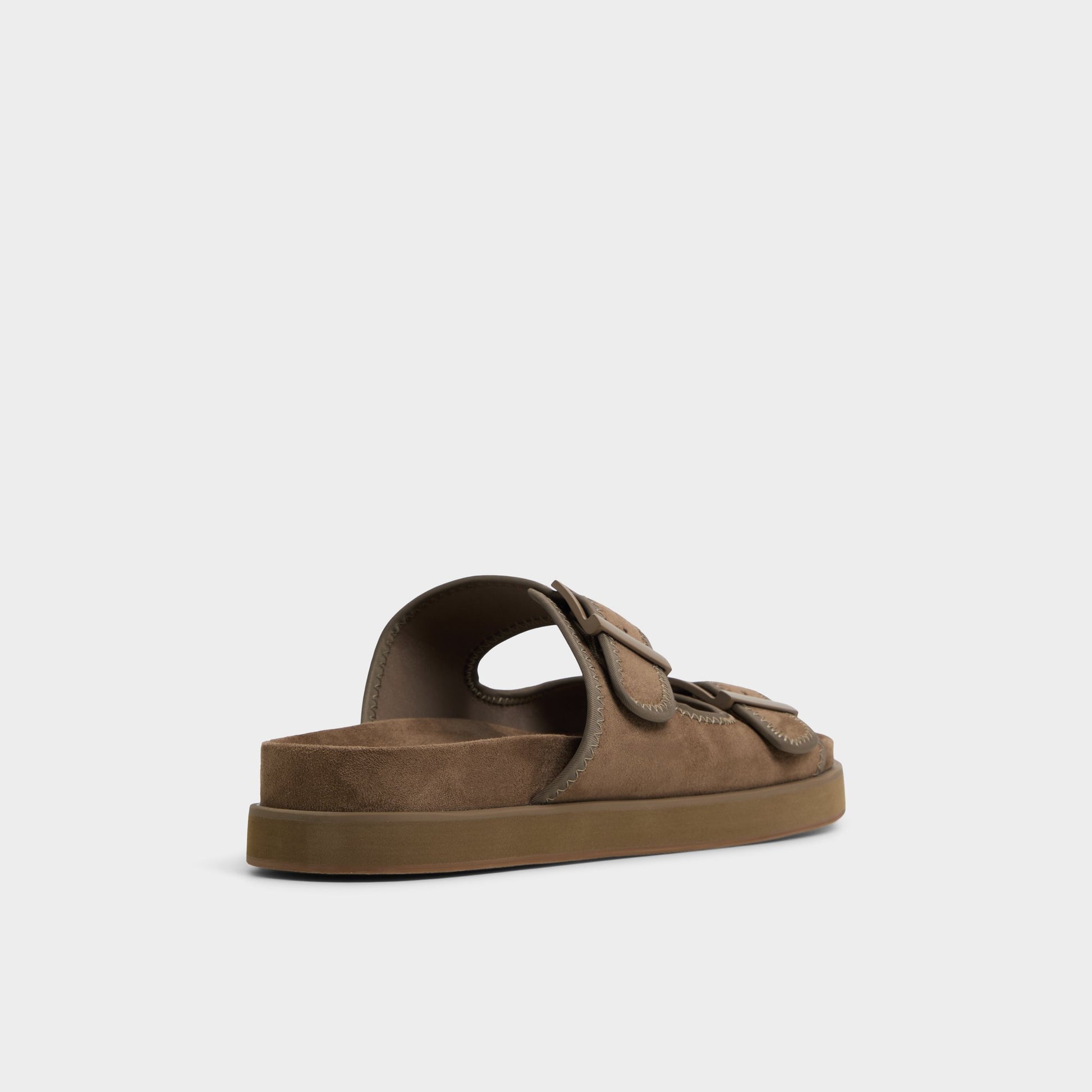Three-quarter angle of Light Brown Sunnyside Slide sandal's back side