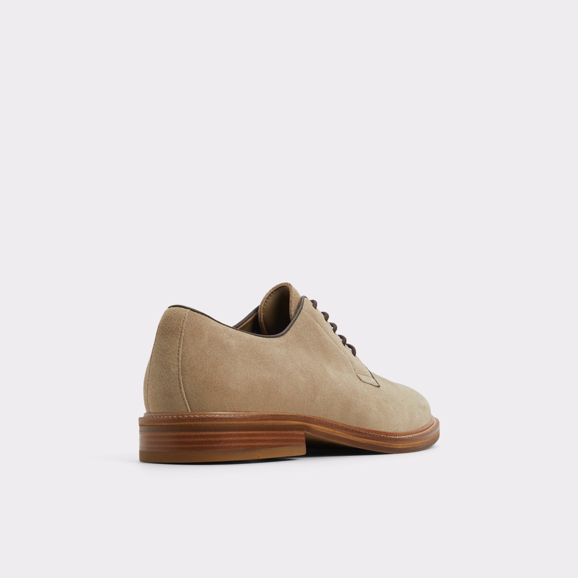 Three-quarter angle of Taupe Croy Oxford shoe's back side