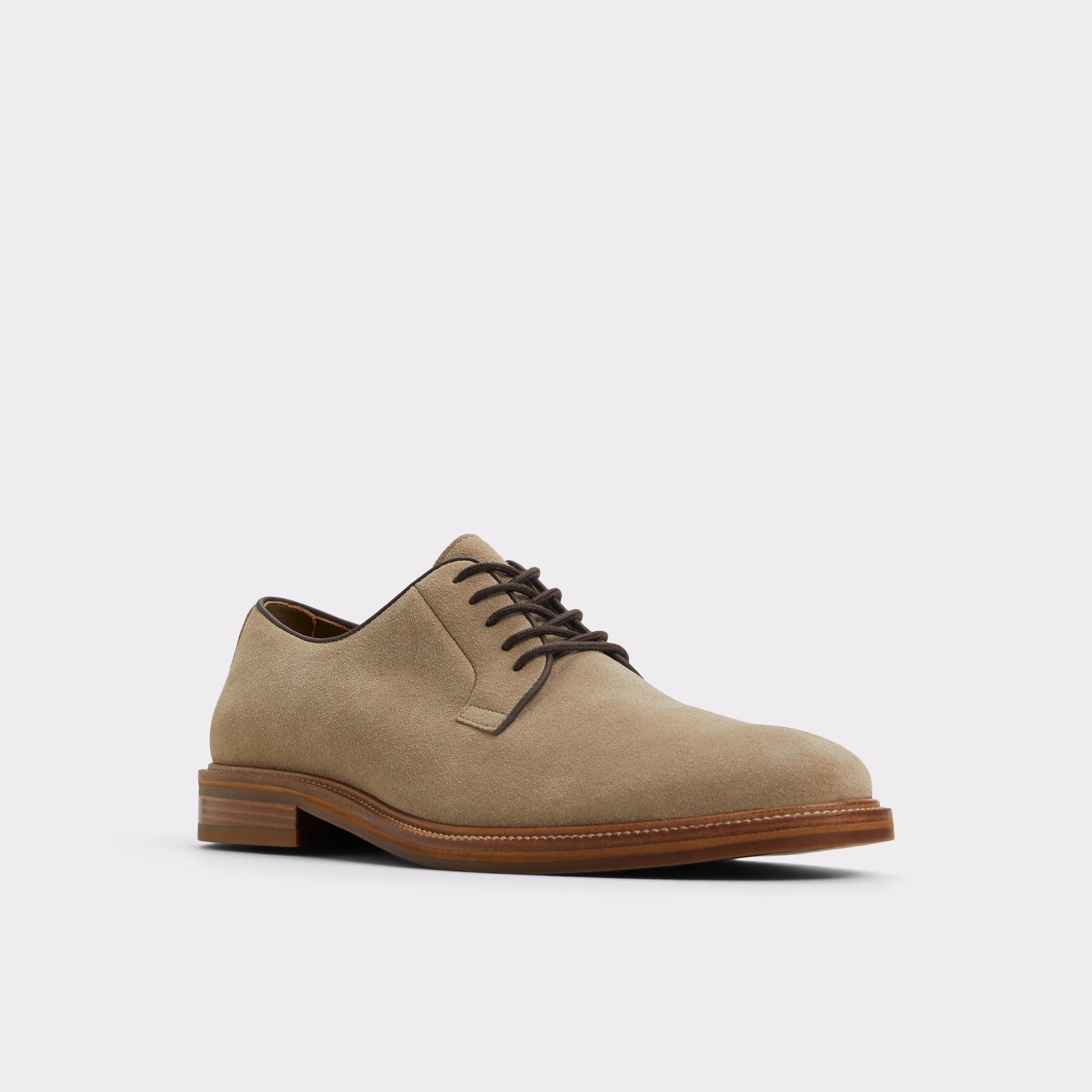 Three-quarter angle of Taupe Croy Oxford shoe's front side
