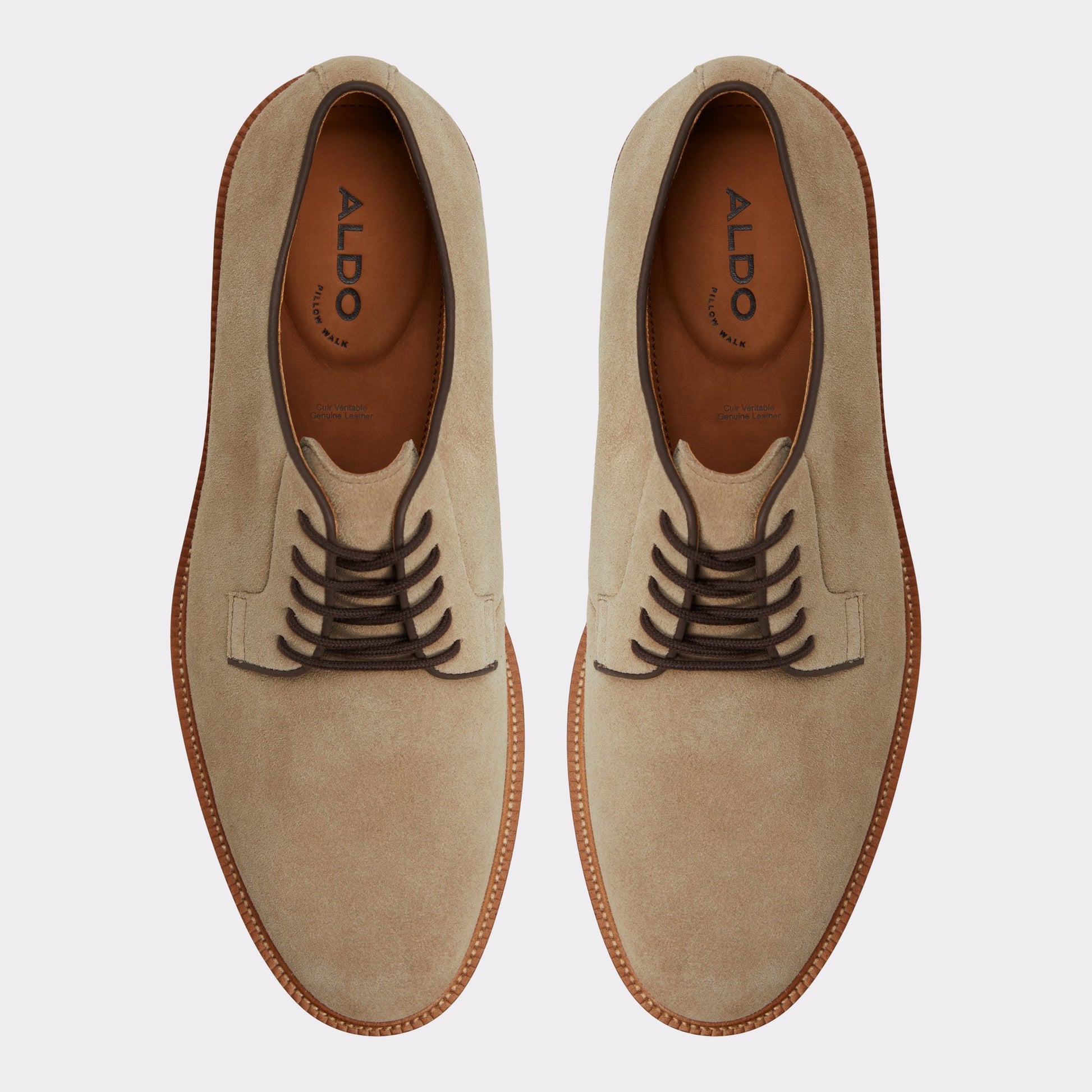 Top-down view of the Taupe Croy Oxford shoe